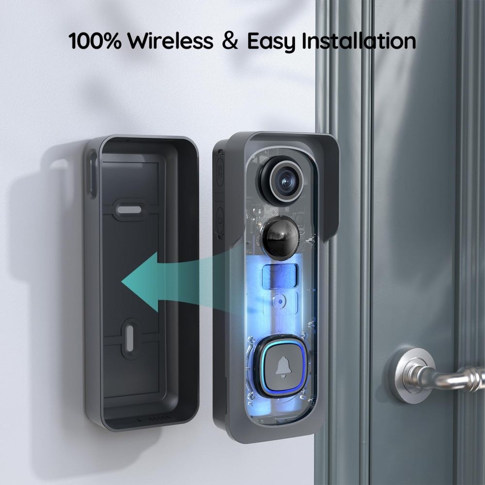 2.4 GHz wifi Video Doorbell Camera Wireless–No Subscription Required, 166° View