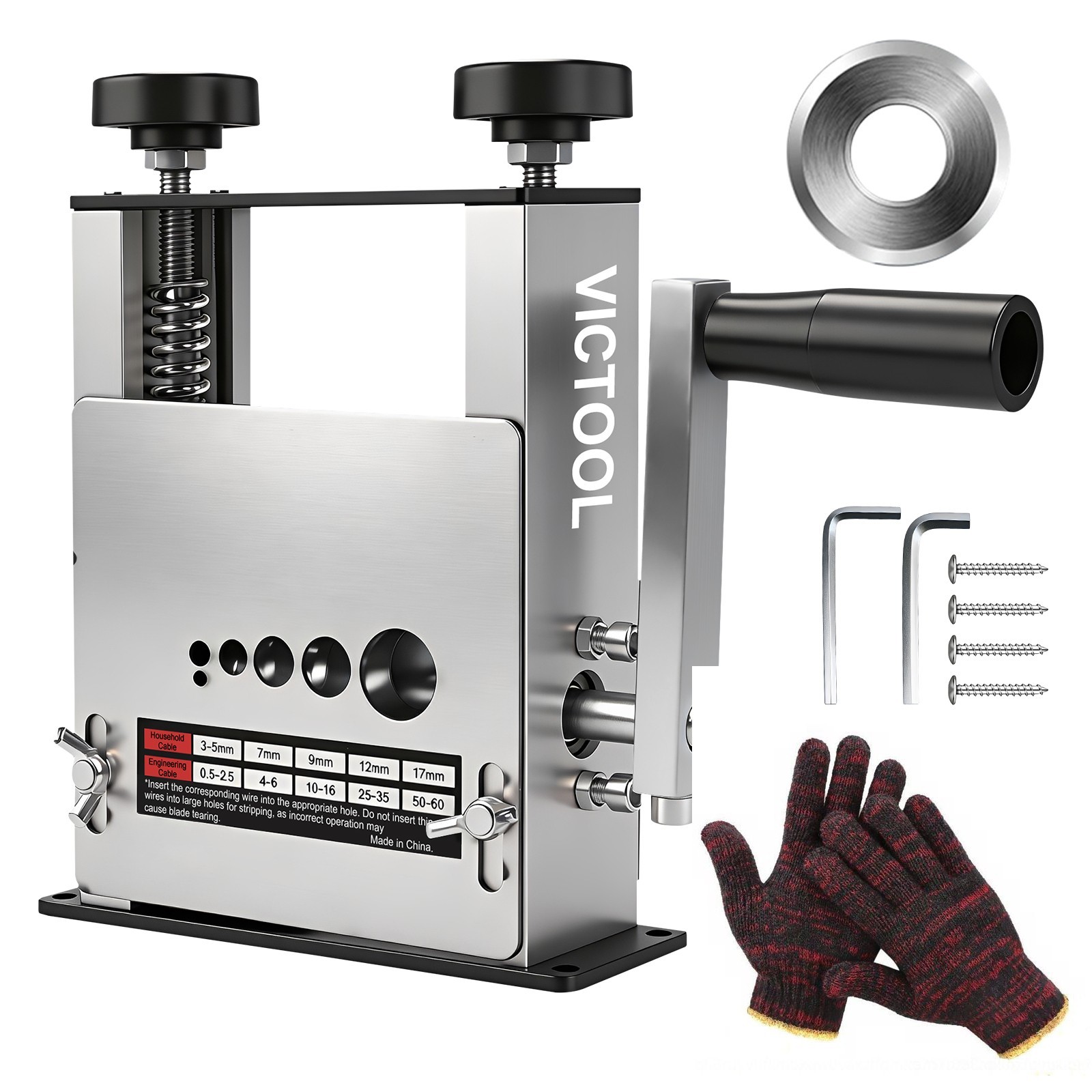 Manual Wire Stripping Machine 6 Channels 3-17mm Drill Powered Cable Stripper