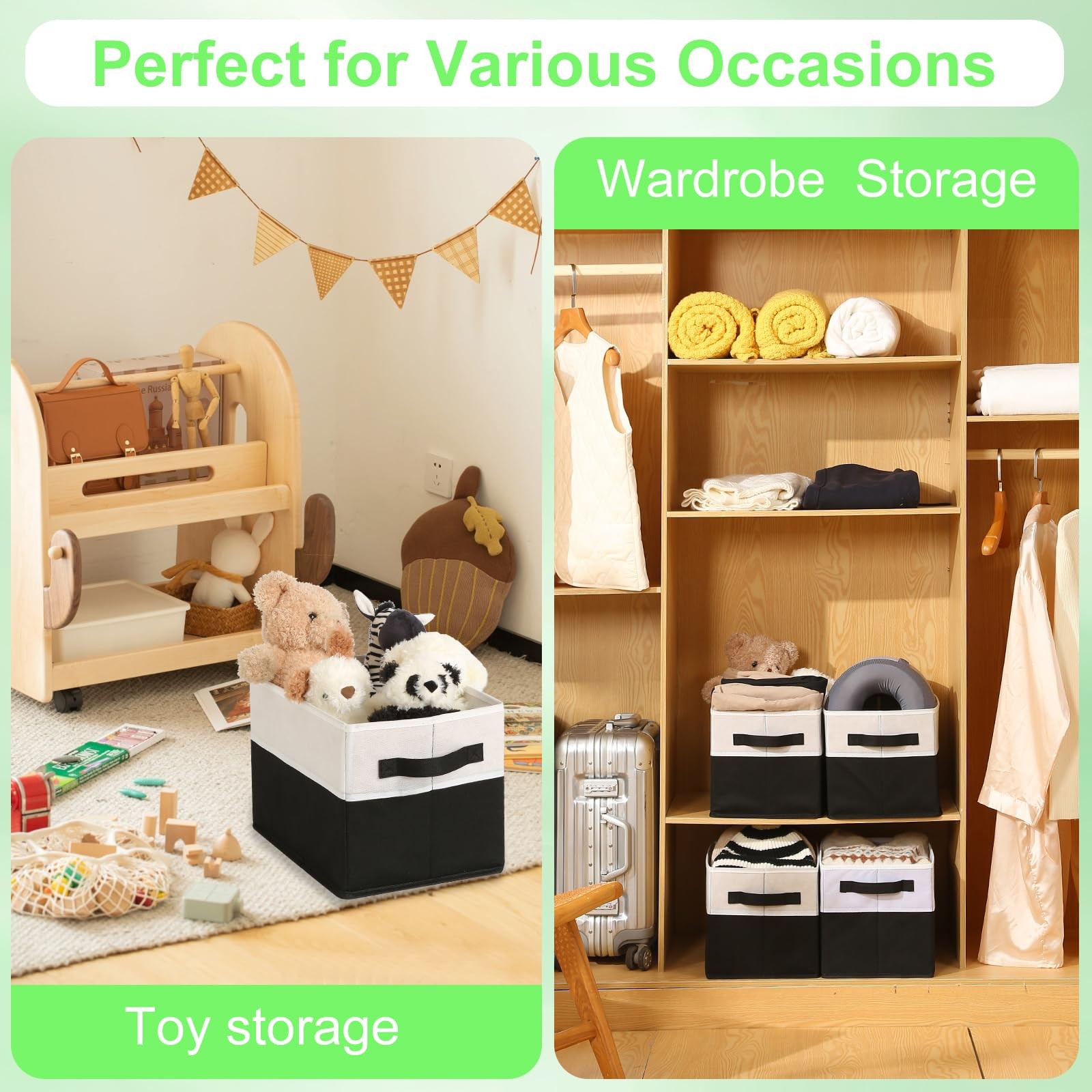 Large Shelf Storage Bins [4 Pack],Decorative Collapsible Storage Basket,Fabri...