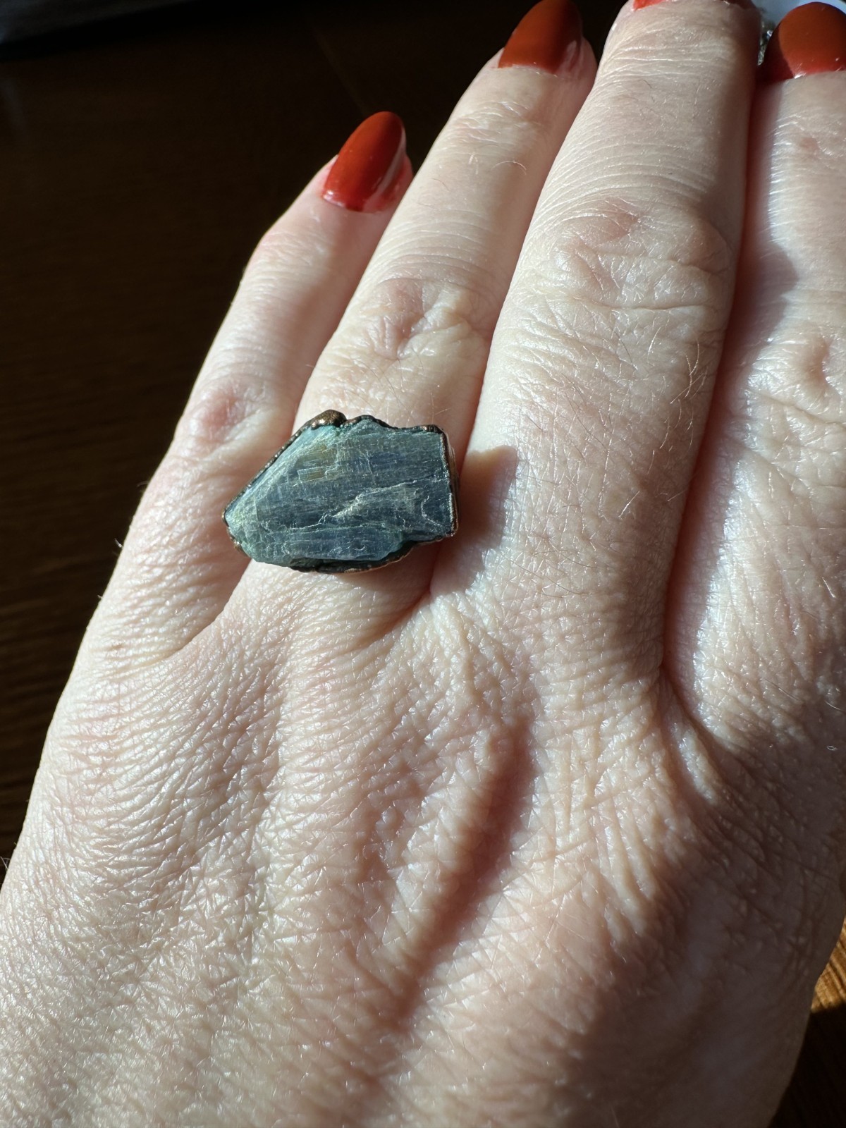Copper raw Apatite ring