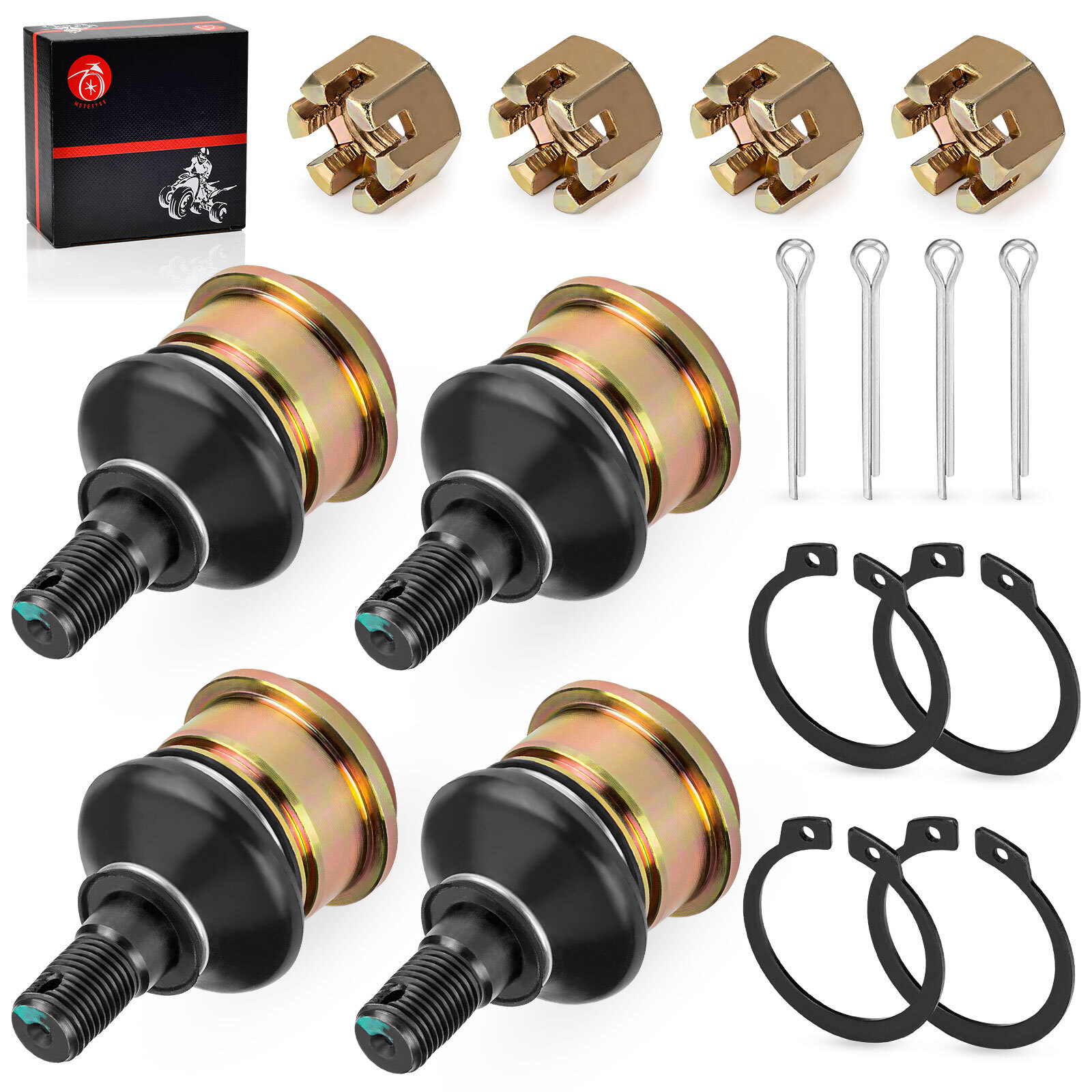 4 Pack Front Upper + Lower Ball Joints For Yamaha Kodiak 700 YFM700K 2016-2024