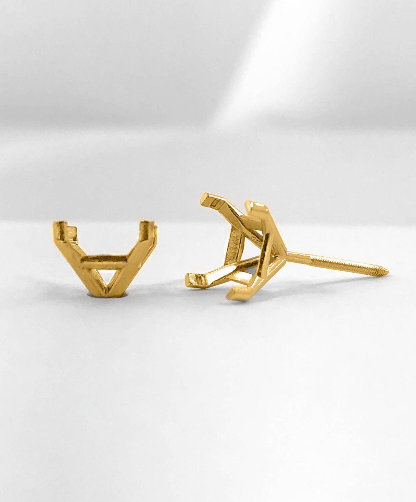 14K Yellow Gold Stud Earring Finding Mounting Setting Princess Martini ScrewBack
