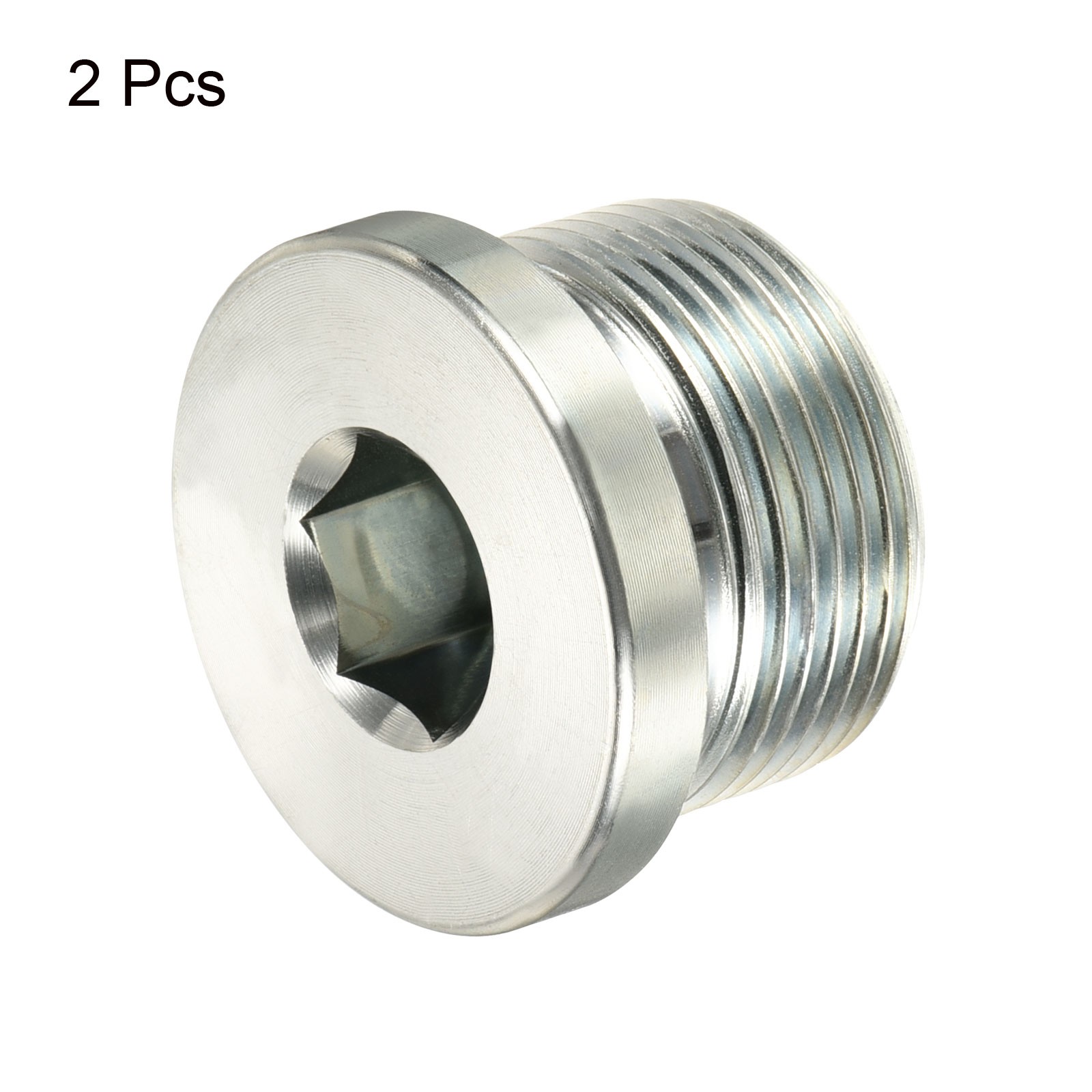 M27*1.5 Hex Head Pipe Fitting Plug, 2 Pack Male Thread 45# Steel Plug