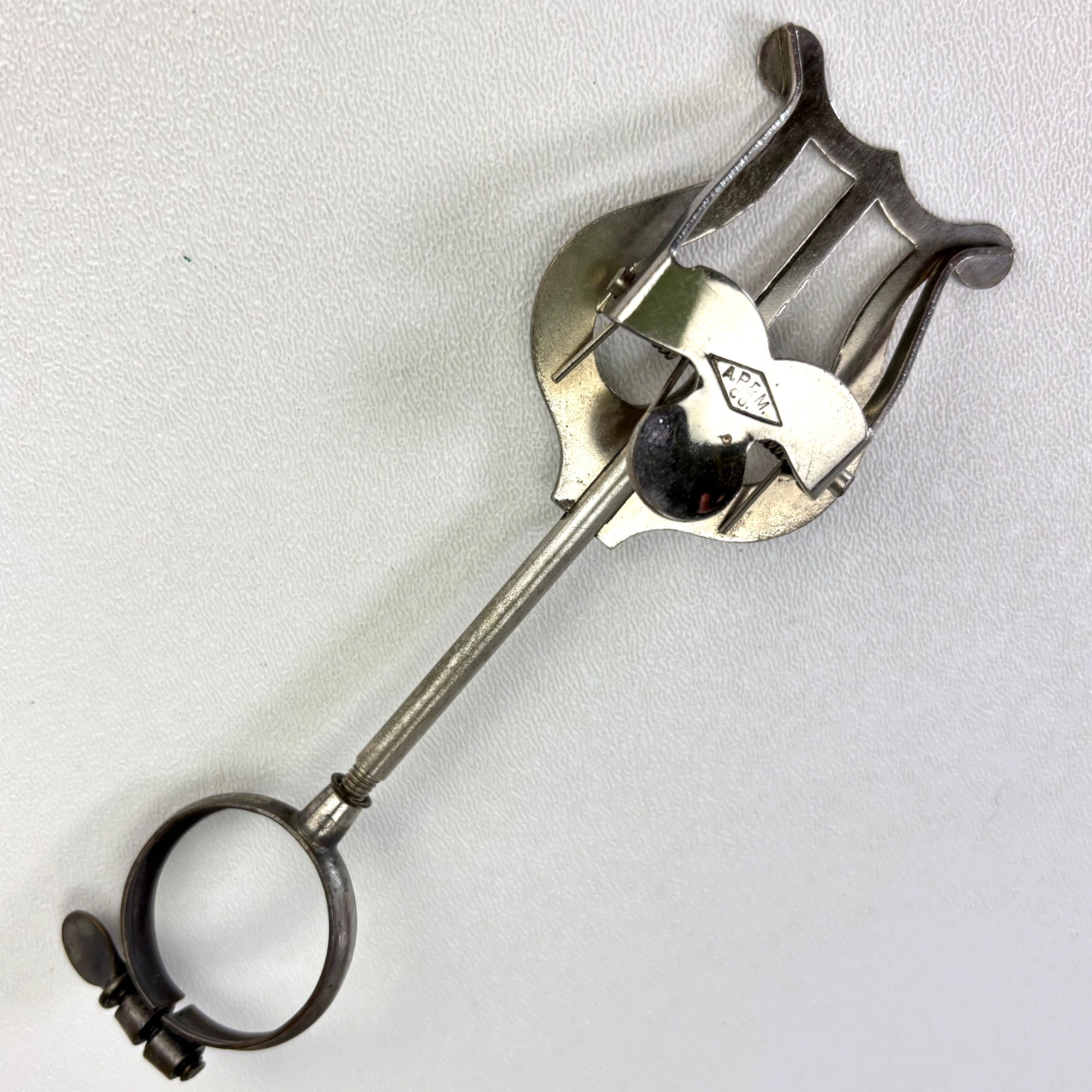 Vintage Sheet Music Holder Clamp Marching Band Lyre AP&M Co 1" Fit Nickel Plated