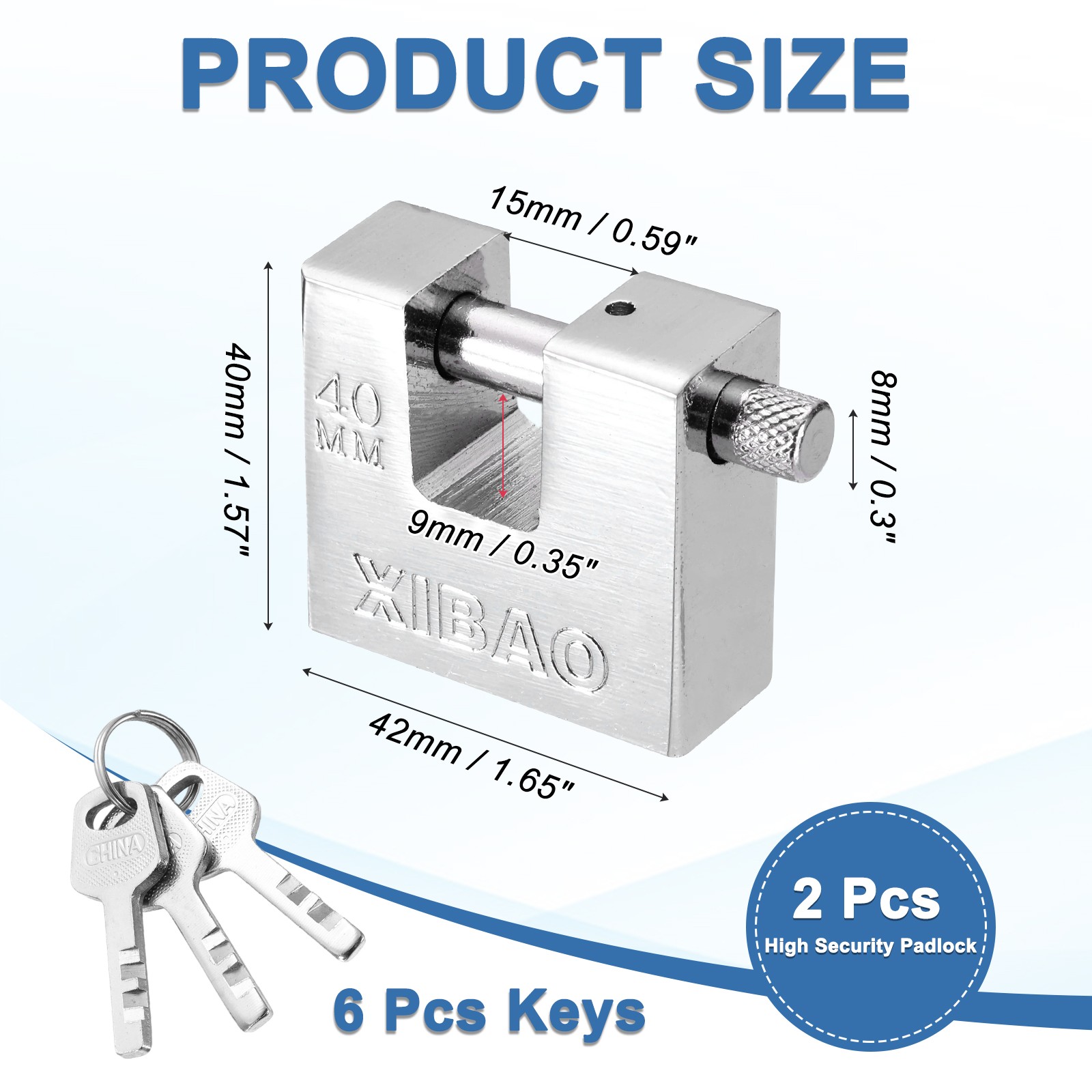 2Pcs Shipping Container Lock with 3 Keys High Security Padlock (1-9/16 Inch)