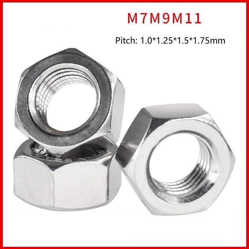 M7 M9 M11 Hex Nut Fine Pitch threaded 1.0*1.25*1.5*1.75mm Hex Full Nuts Steel