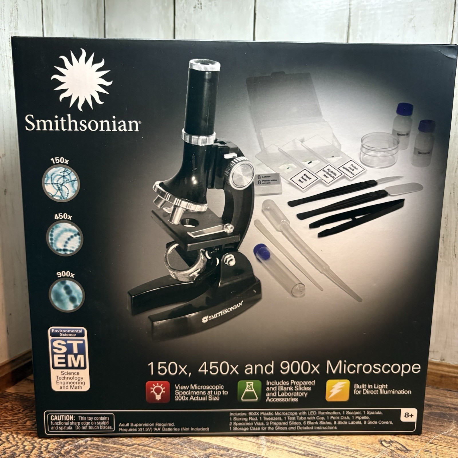New Smithsonian 150X, 450X, 900X Microscope Kit Toy for Kids STEM Science Kit