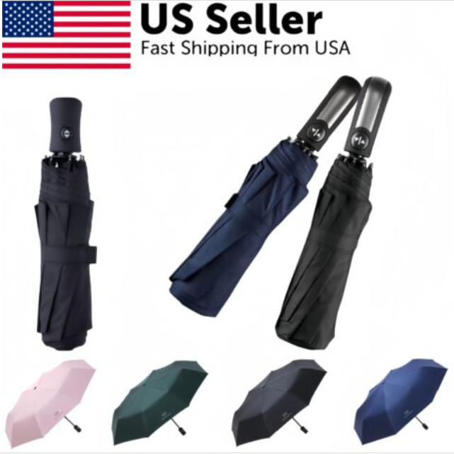 Automatic Umbrella Anti-UV Sun/Rain Windproof 3 Folding Compact Big Umbrella