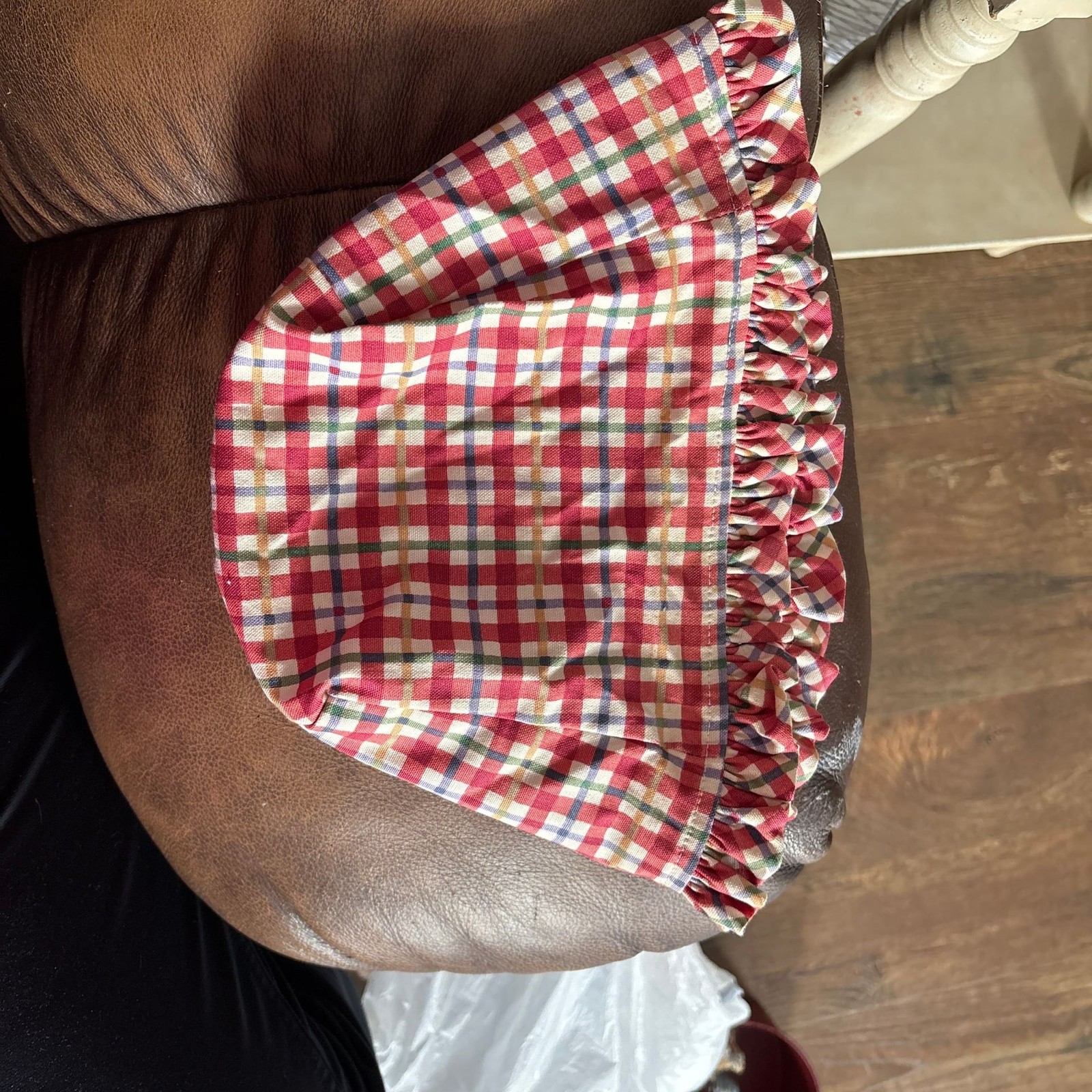 Longaberger Cherry Red Plaid Ruffled Basket Liner