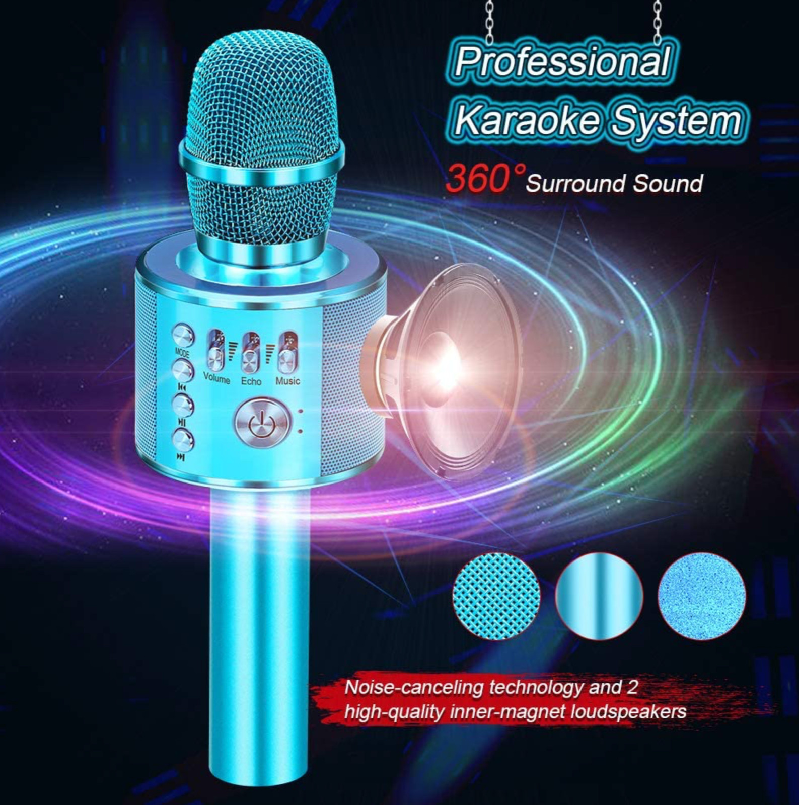 Verkstar karaoke microphone Silver Bluetooth portable speaker high-quality F/S