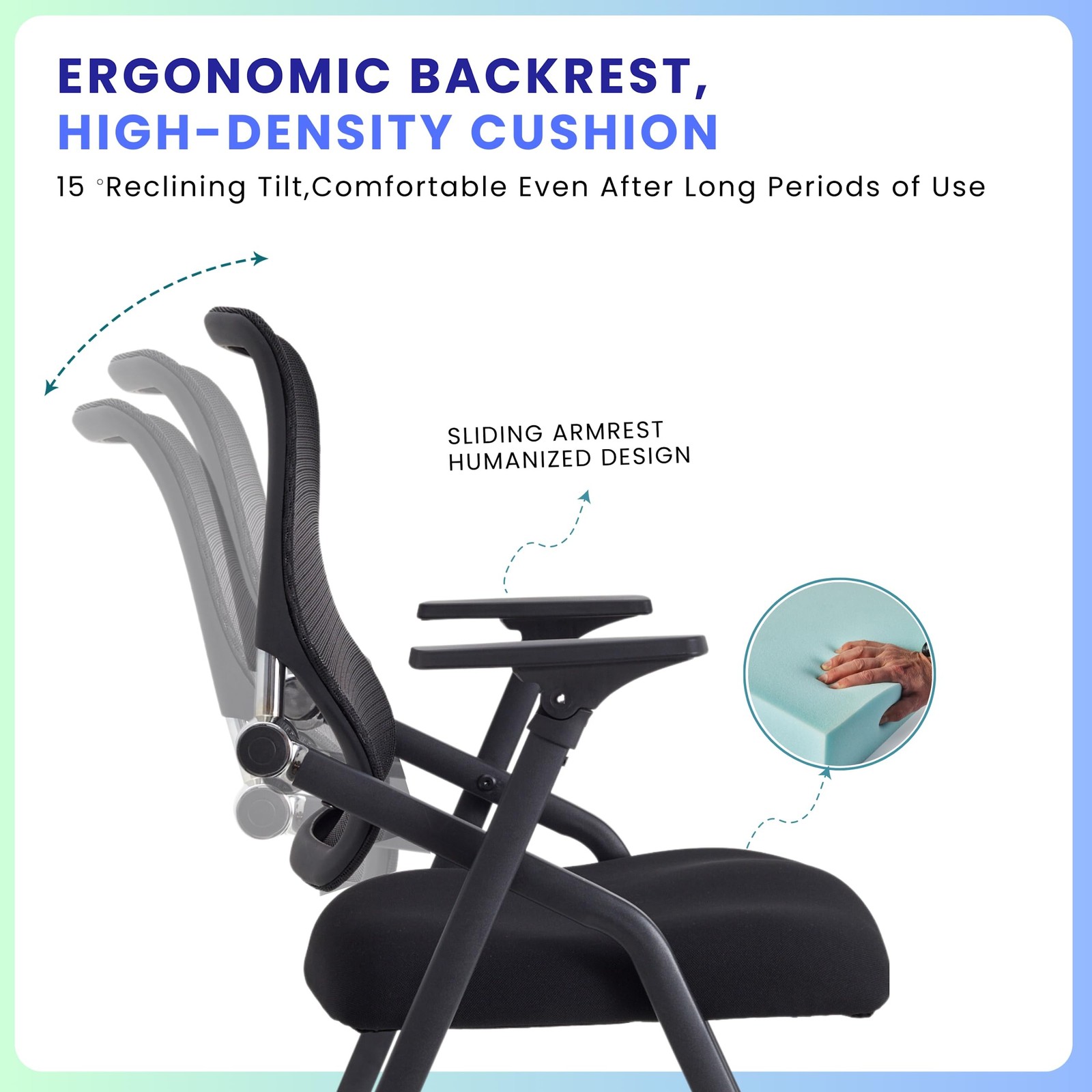 PRO, Stackable & Foldable Conference Room Chairs with 2X Thick Cushion, Lumba...
