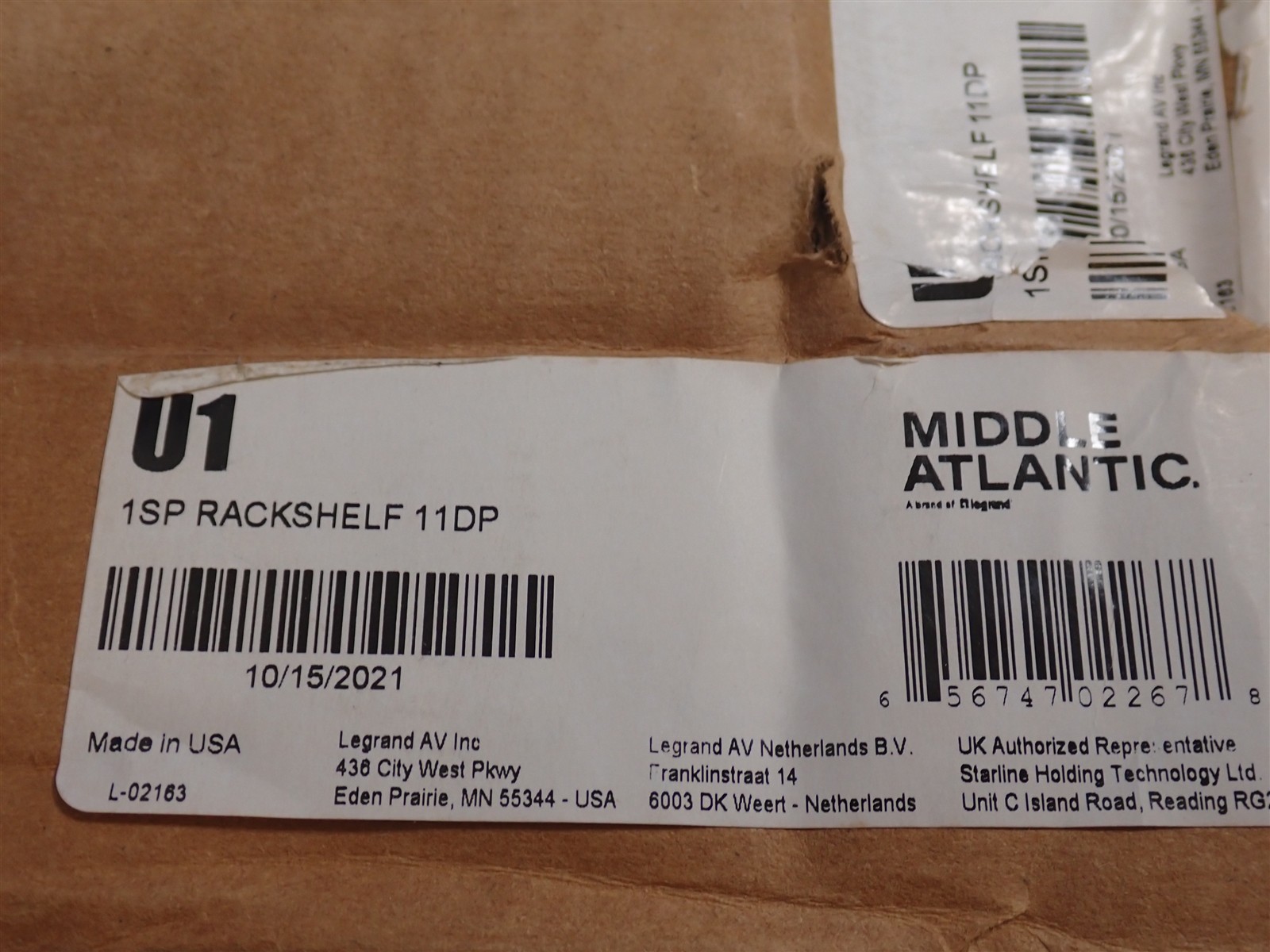 Middle Atlantic U1 1 Space Rackshelf 11" Deep (I16)