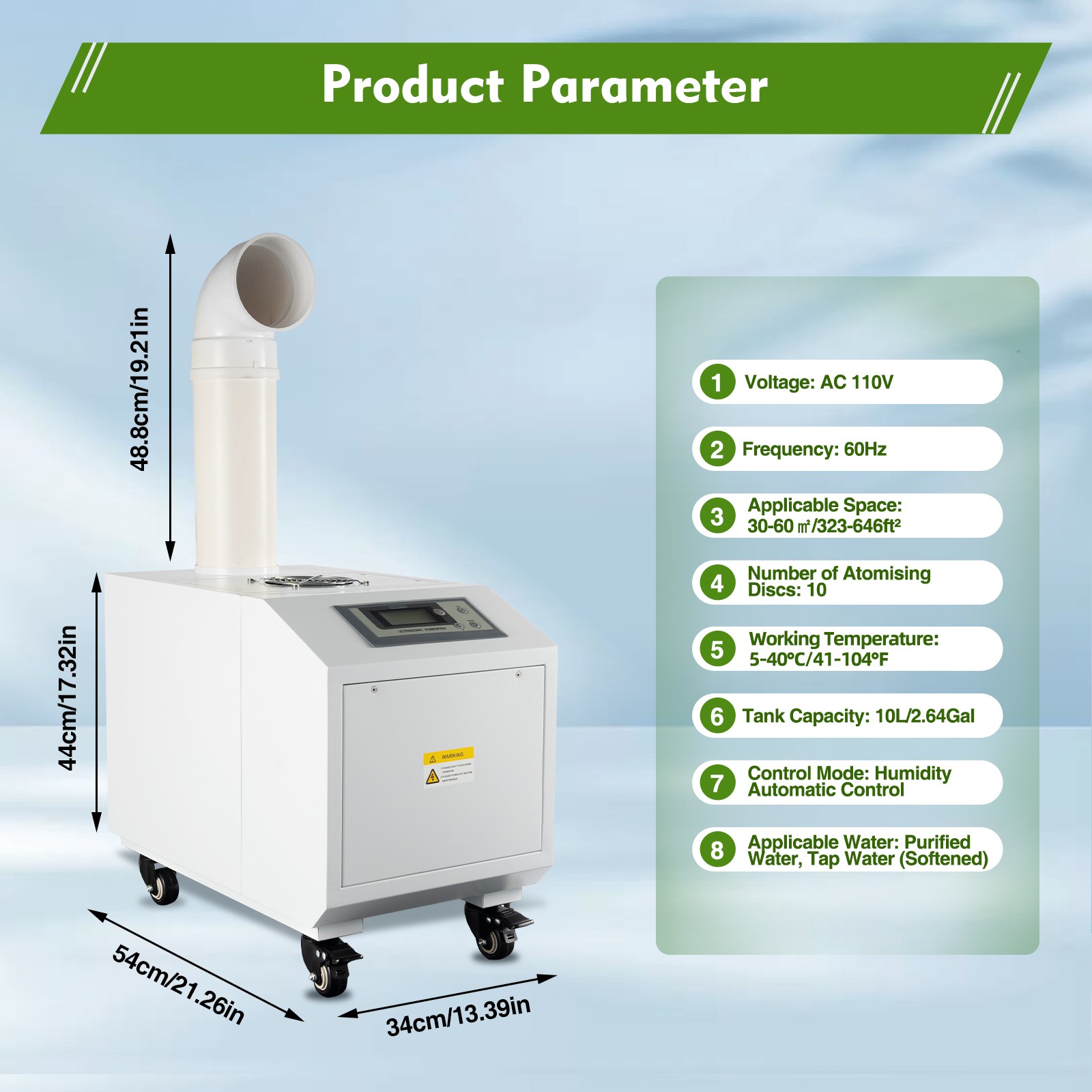 110V 300W Ultrasonic Humidifier Commercial Industrial Continuous Cool Fog Maker