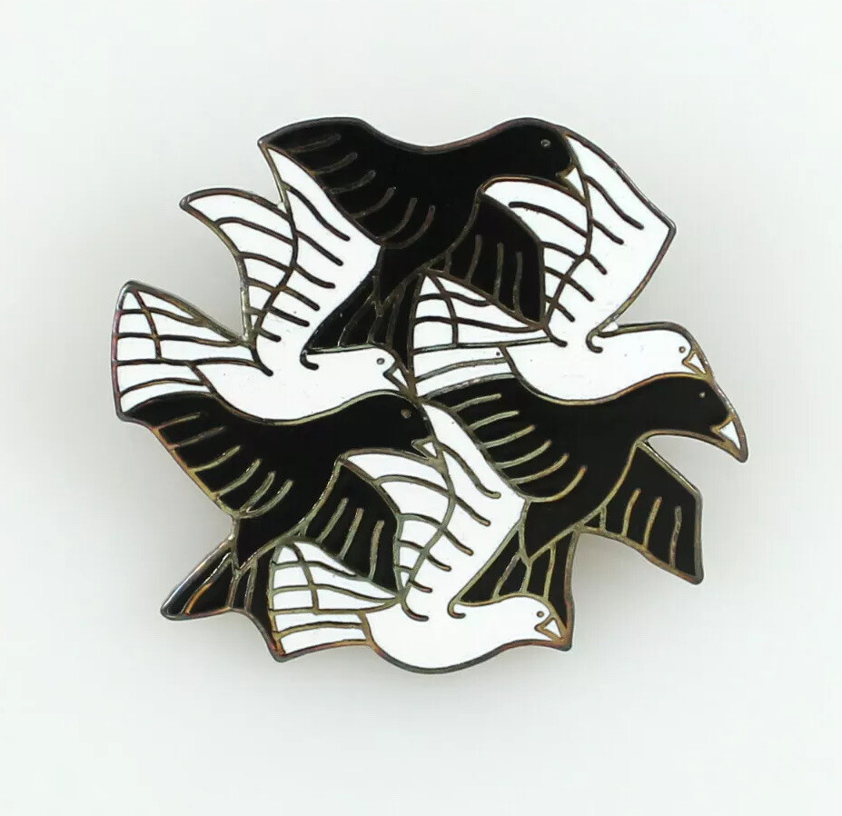 Vintage ACME Studio M.C. ESCHER "Cordon" Cloisonné Enamel Brooch
