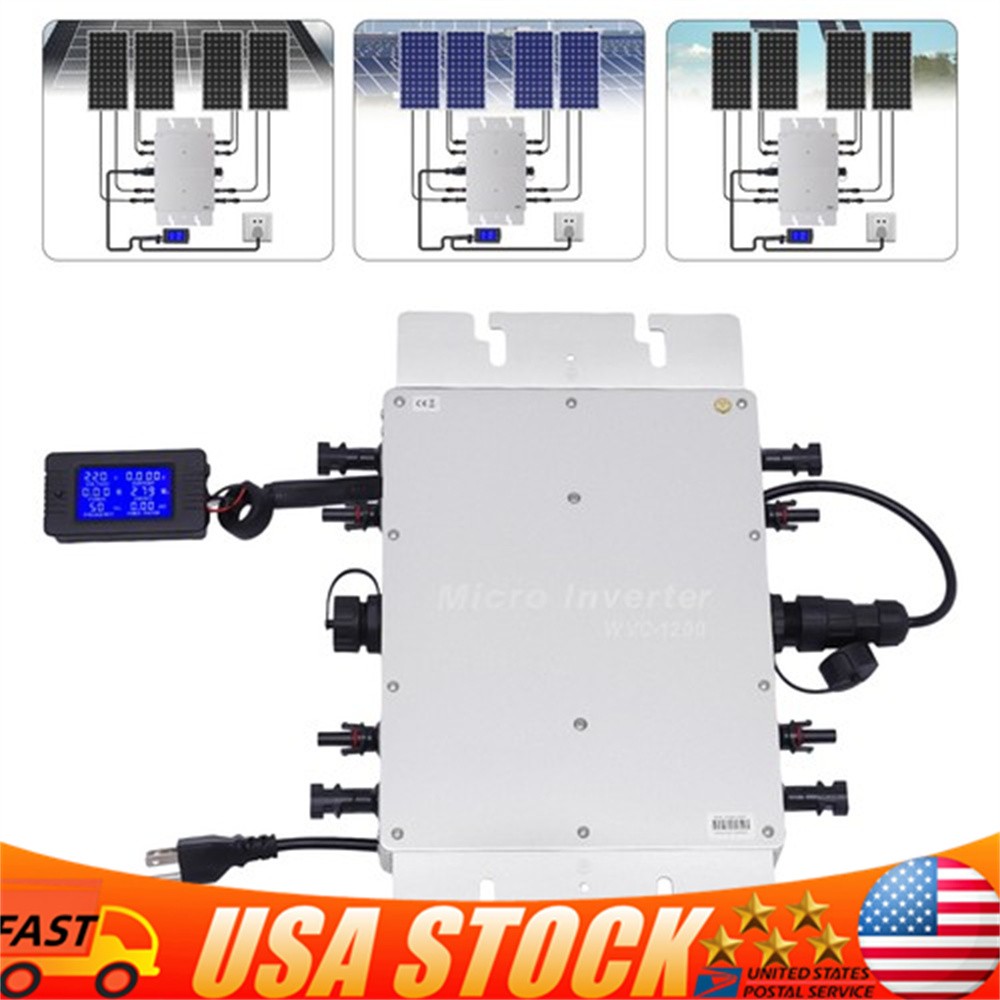 1200W Micro Solar Panel Smart Inverter Pure Sine Wave MPPT Grid Tie Inversor New