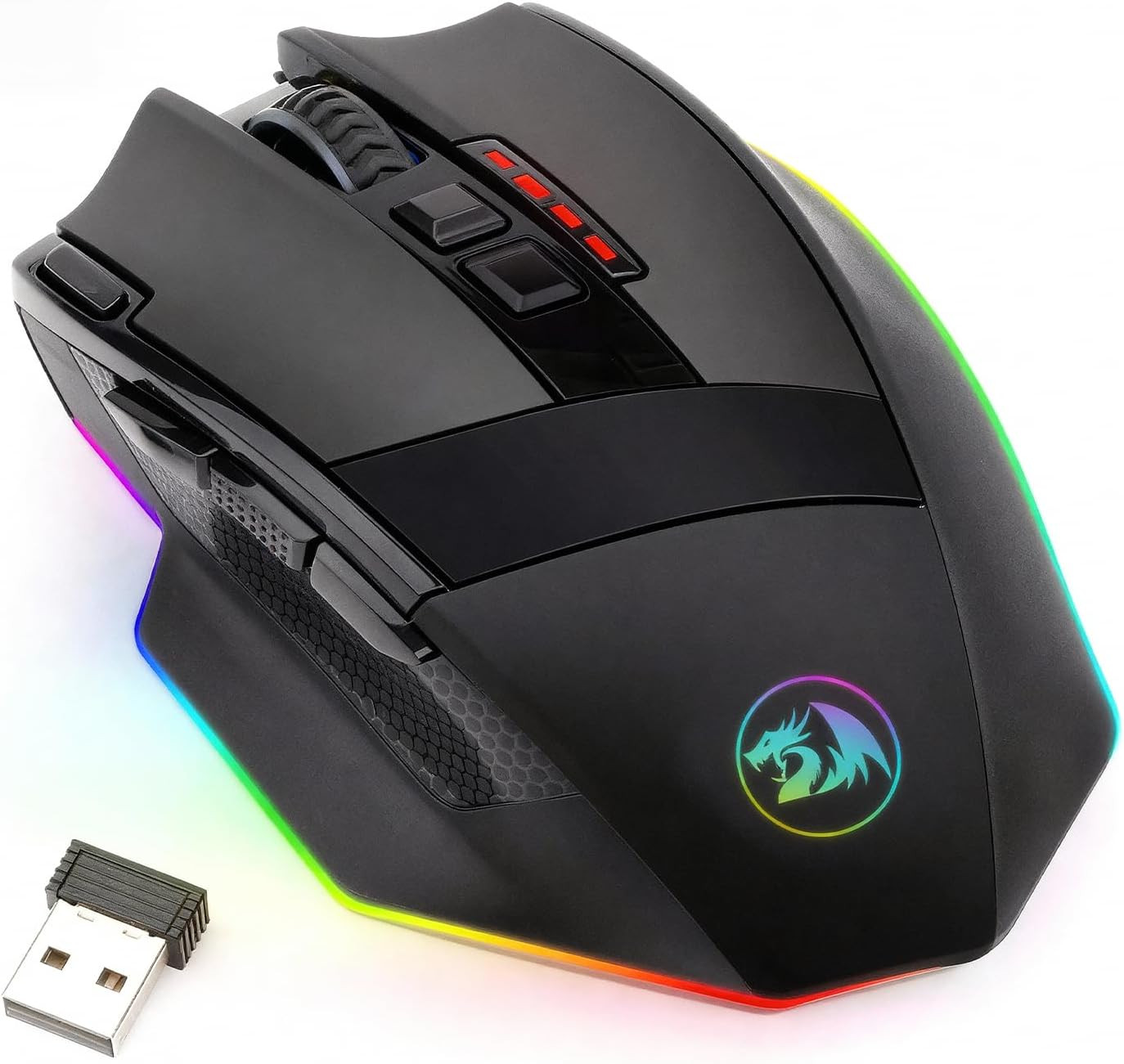 M801 Wireless Gaming Mouse, RGB Gaming Mouse with MMO 9 Programmable Macro Editi