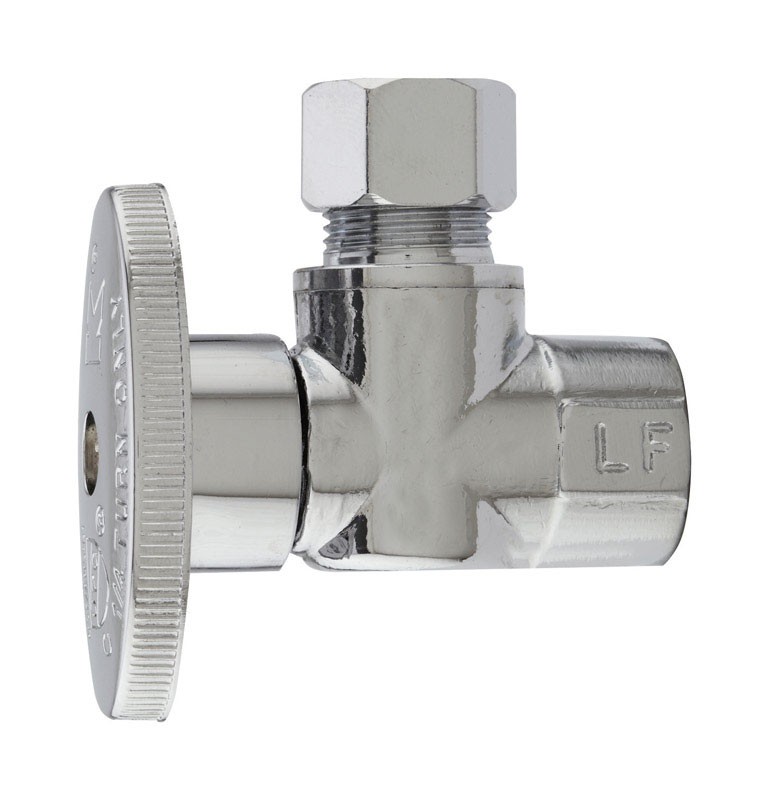 Plumb Pak PP50PCLF Chrome-Plated Brass Angle Valve 3/8 FIP x 3/8 Compression in.