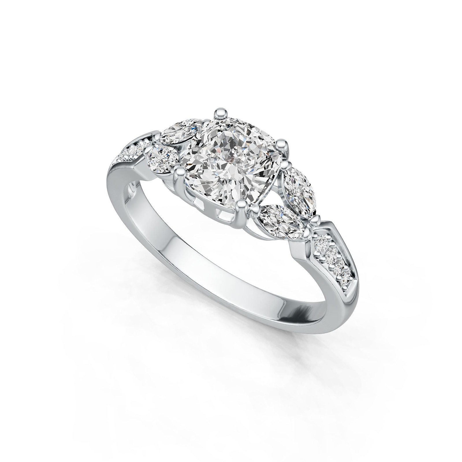 Sterling Silver Semi Mount Ring Setting Cushion CU 7X7mm with White Topaz