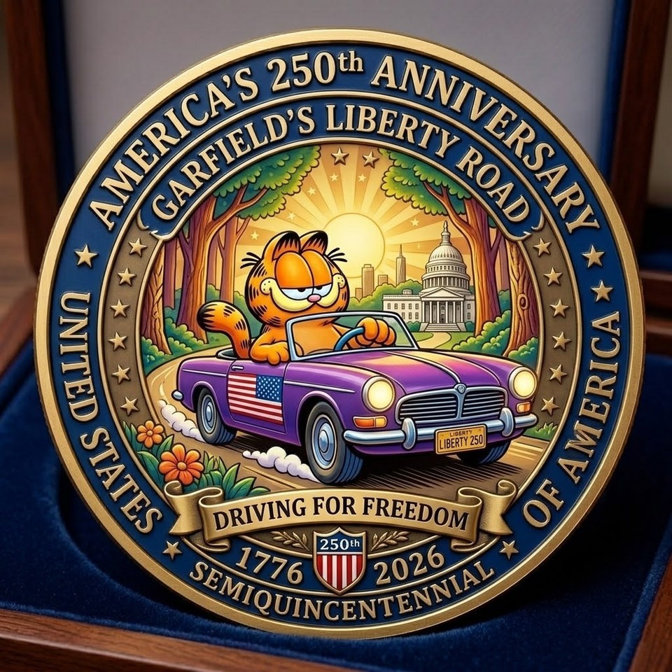 USA 250 Years Garfield Liberty Road Commemorative Coin 1776-2026 CB1131