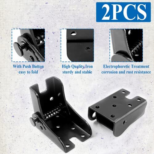 2 Pack Folding Table Leg Brackets Black Foldable Self-Locking Hinge