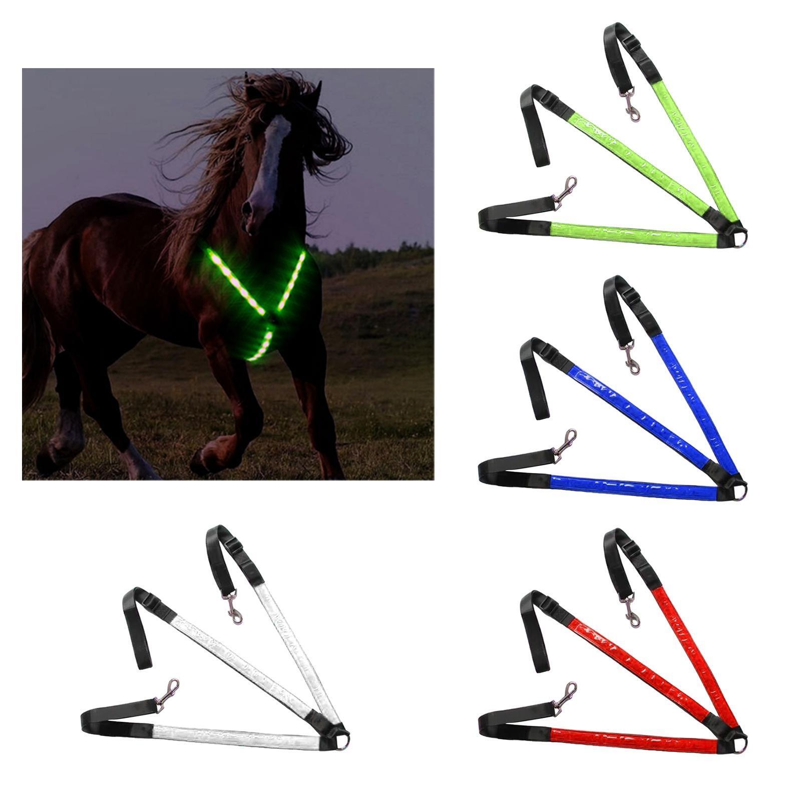 LED Horse Breastplate Collar Harness High Visibility Tack Light Webbing