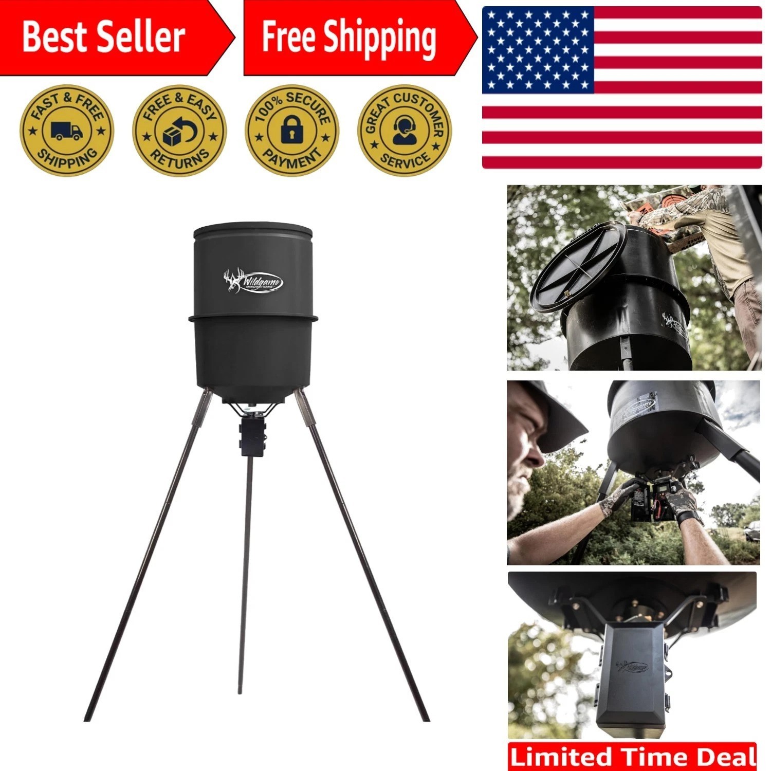 Quick-Set 270 lb Game Feeder with Digital Timer for Ultimate Deer Attraction