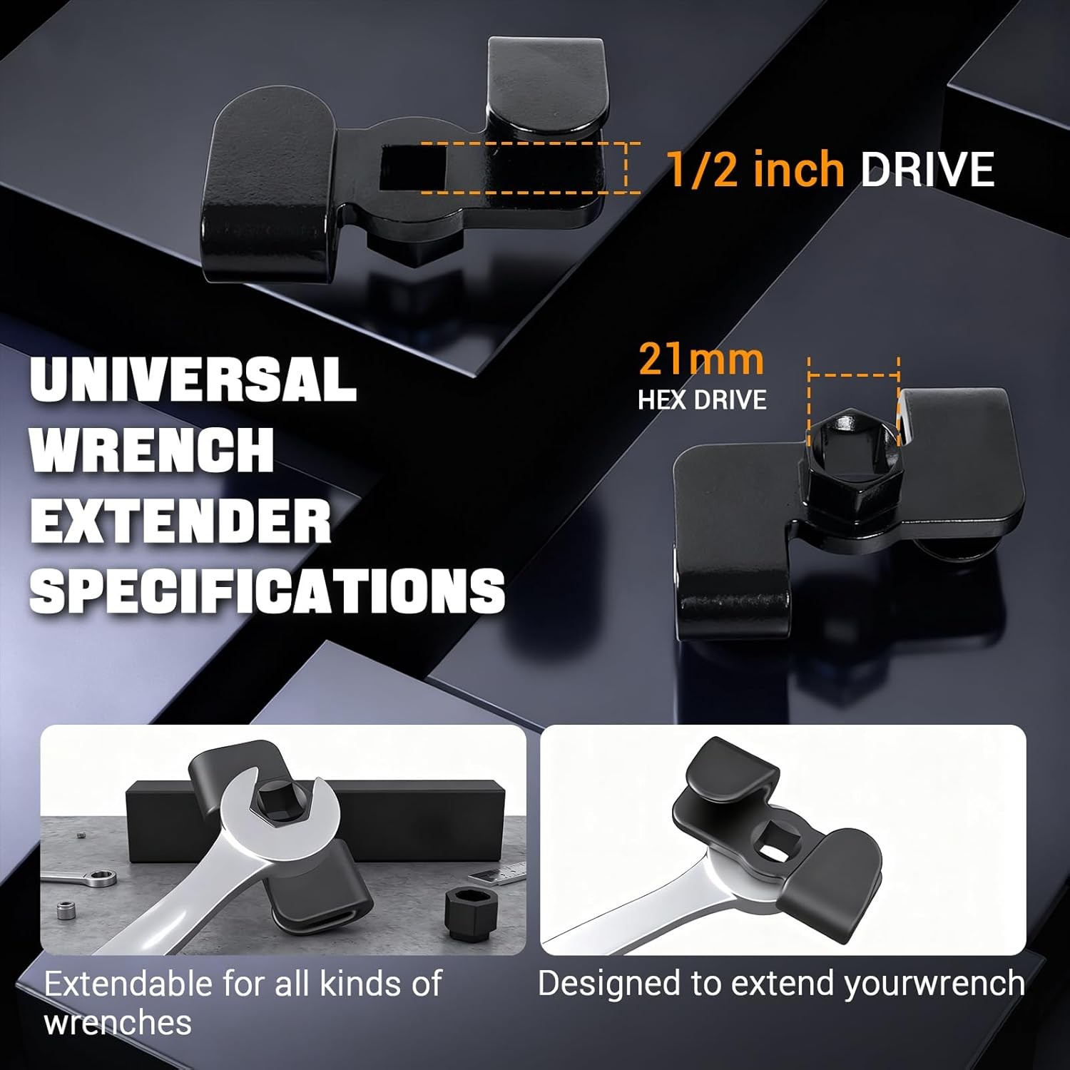 Universal Wrench Extender 1/2 Inch Drive 21mm Hex Adjustable Torque Adapter
