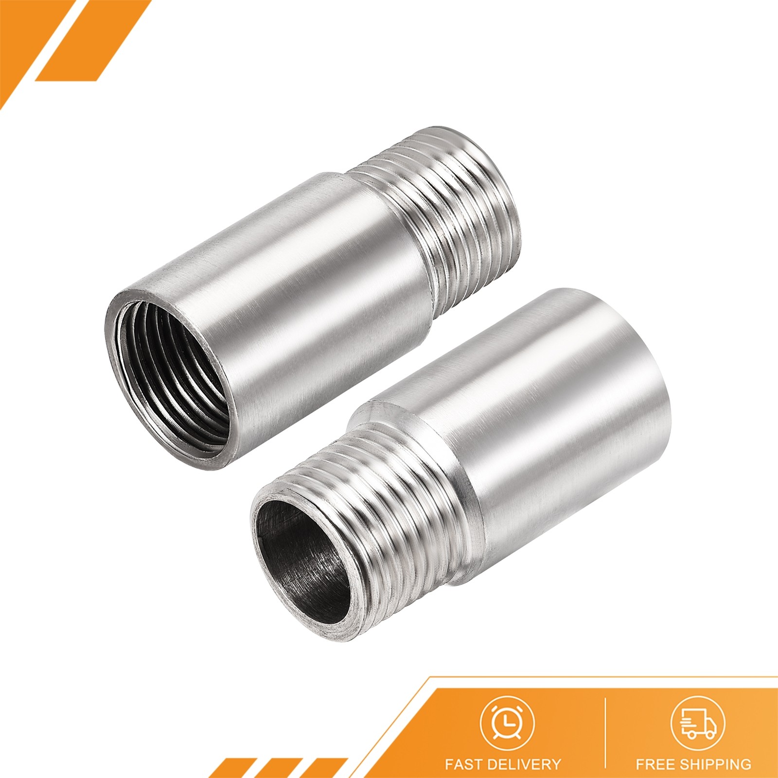 2 x Shower Head Extension Arm Stainless Steel 1/2PT Male to 1/2PT Female 50mm L