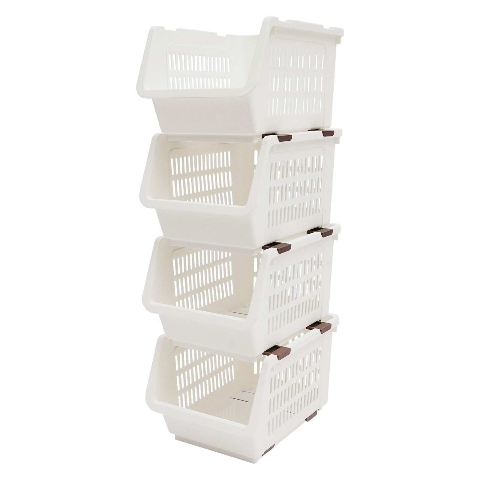 4PCS Stacking Storage Baskets Stackable Organizer Baskets Modern Storage Bins PP