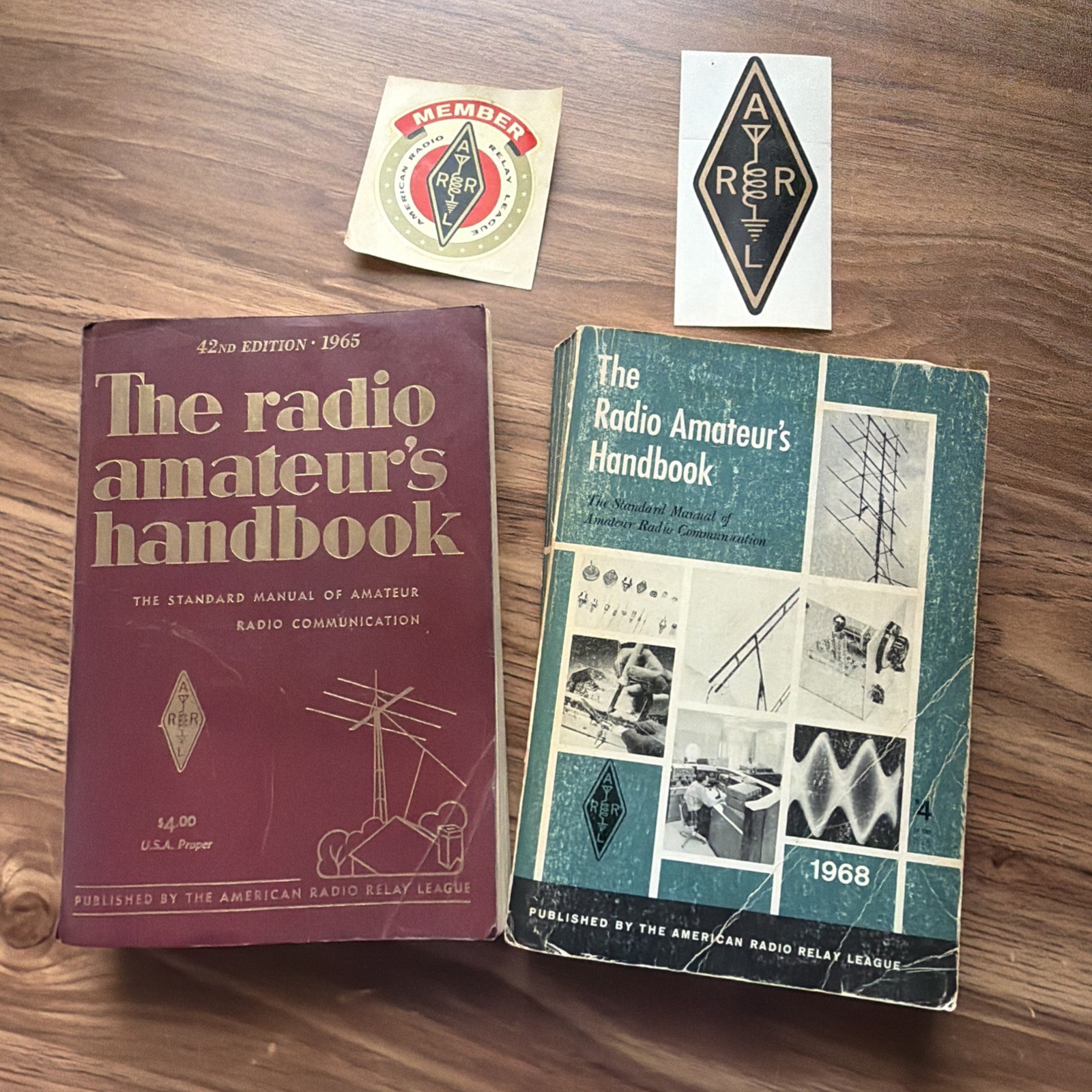 Lot of 2 ARRL Radio Amateurs Handbook 1965 & 1968 w/ Stickers