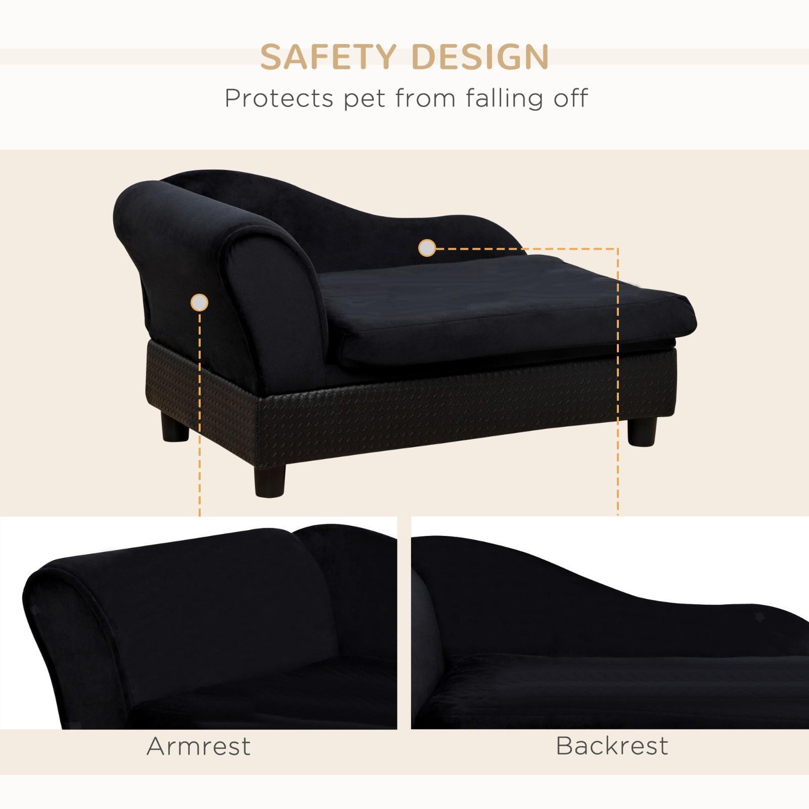 Storage Sofa for Pets Black Compressed Foam Dog Sofa Thick Cushioned Pet