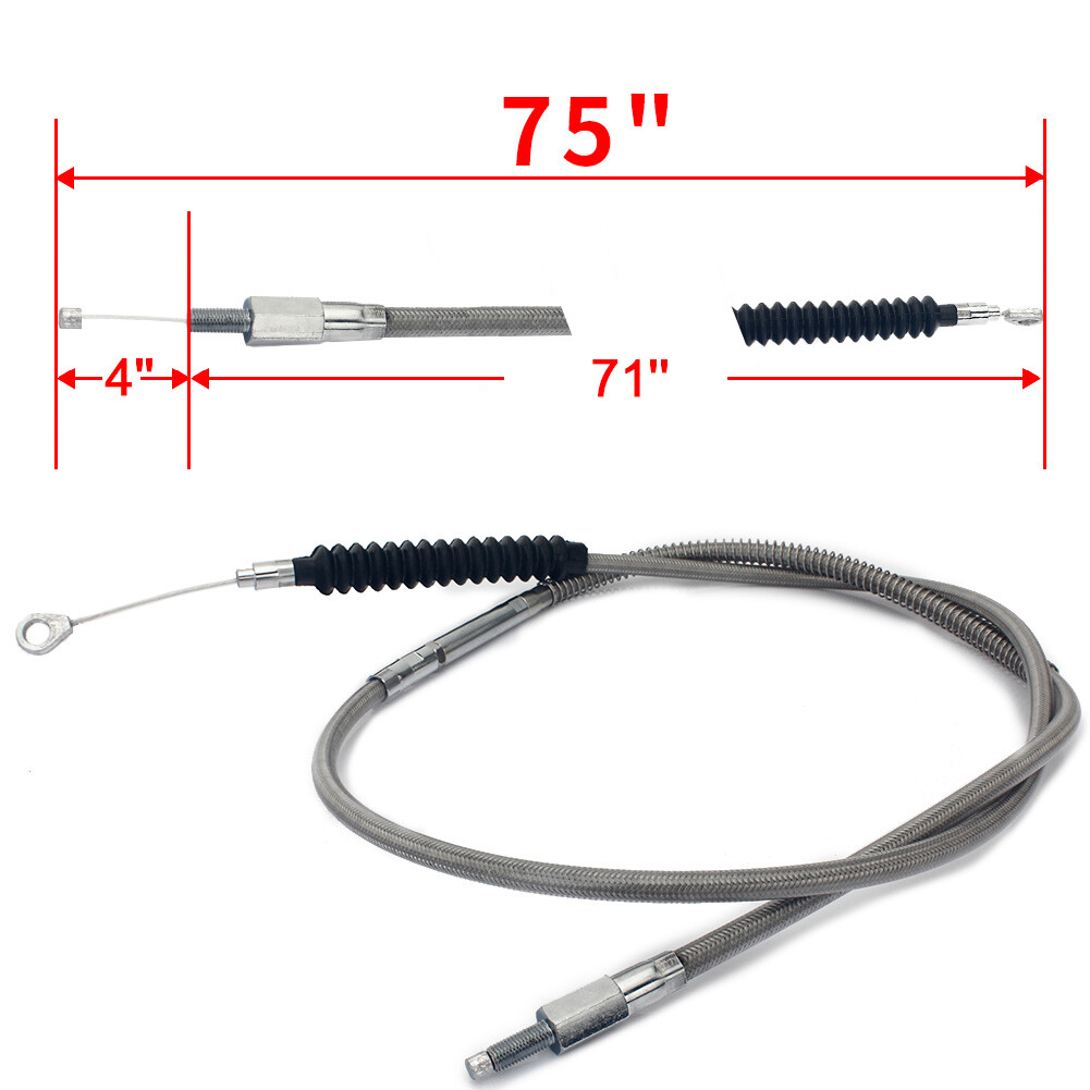 75" Stainless Clutch Cable For Harley Dyna Softail Heritage Touring Road Glide