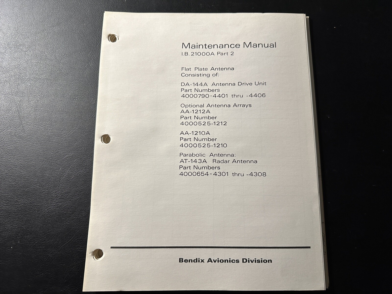 Bendix Radar Antenna DA-144A, AA-1212A, AA-1210A, AT-143A P2 Service Manual