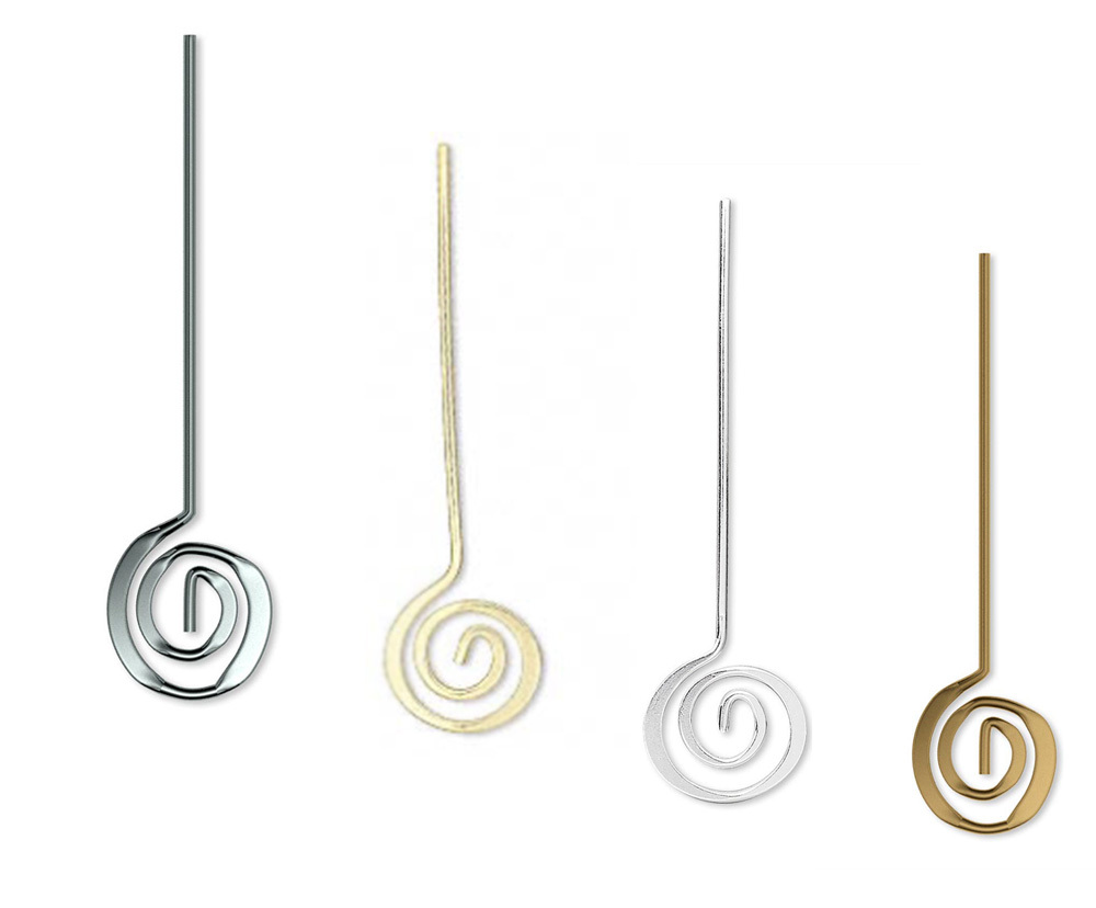10 Spiral Headpins 19 Gauge 2 Inches Long  Earring Findings Plated Color Choice