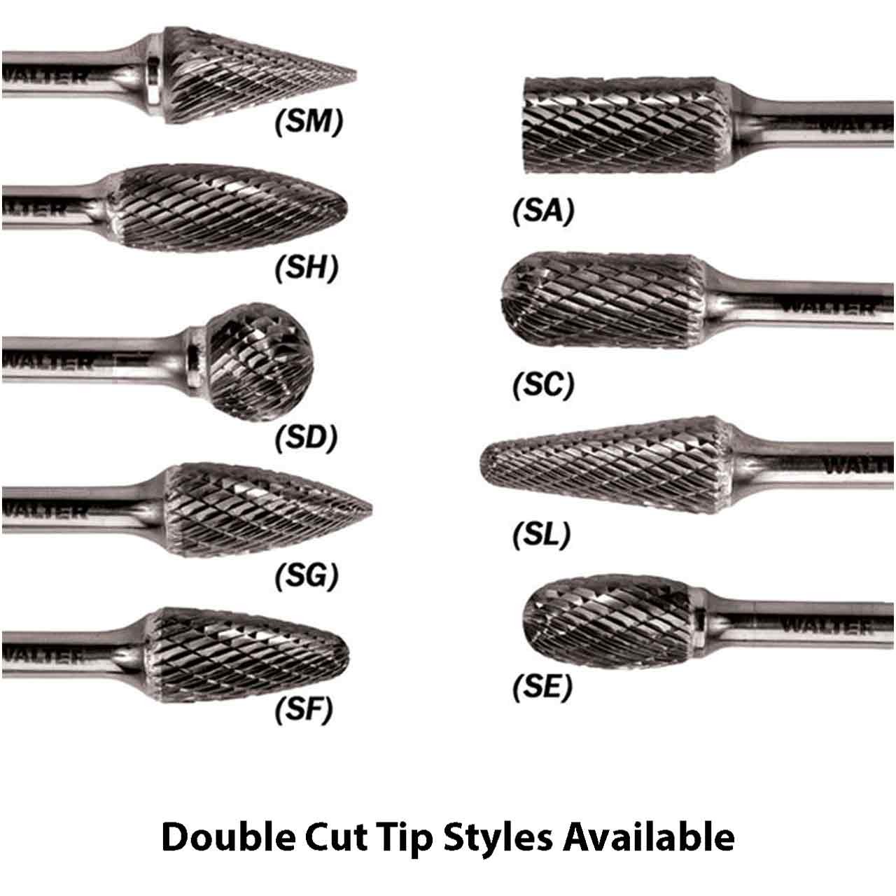 Walter 01V011 5/8x9/16 Double Cut Tungsten Carbide Burr Type SD-6 Ball