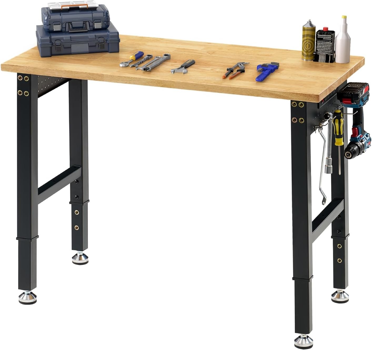 Adjustable Heavy Duty Workbench W/ 4 AC Outlet & 2 USB Ports Power Outlets 2000