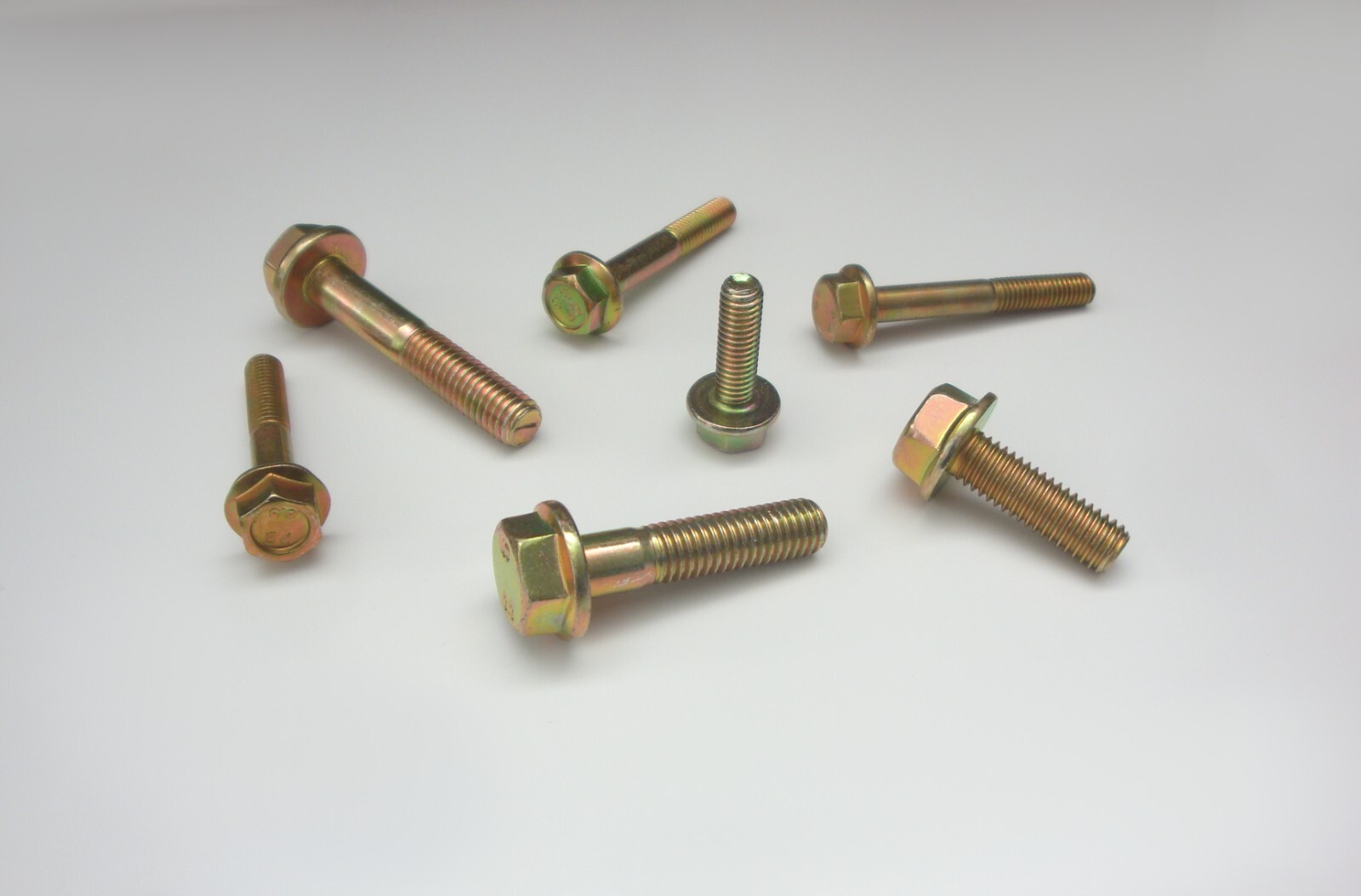 1x flange screw - yellow zinc-plated - DIN 6921 - collar screw - various Sizes
