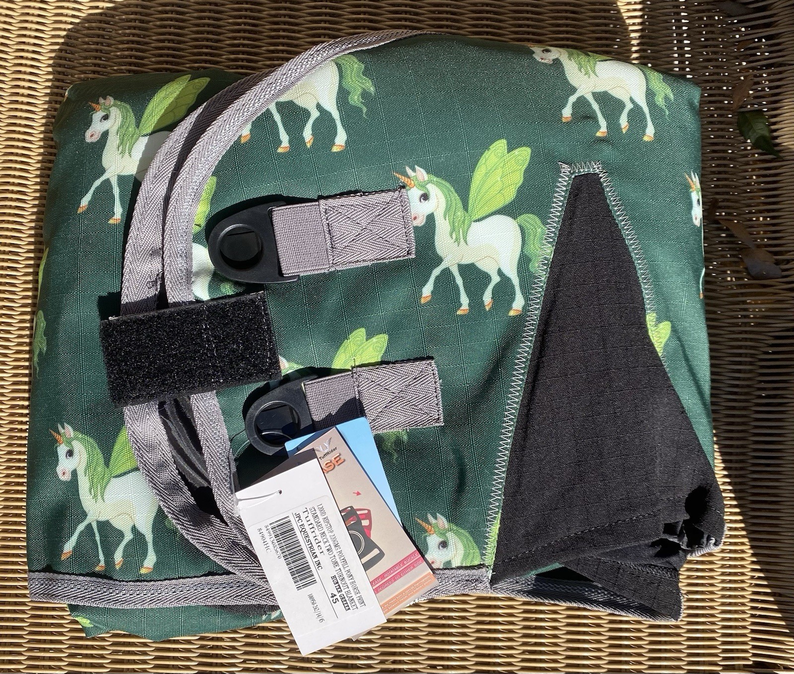 TUFFRIDER 1200D 220MGS Polyfill turnout blanket size 45 hunter pony print