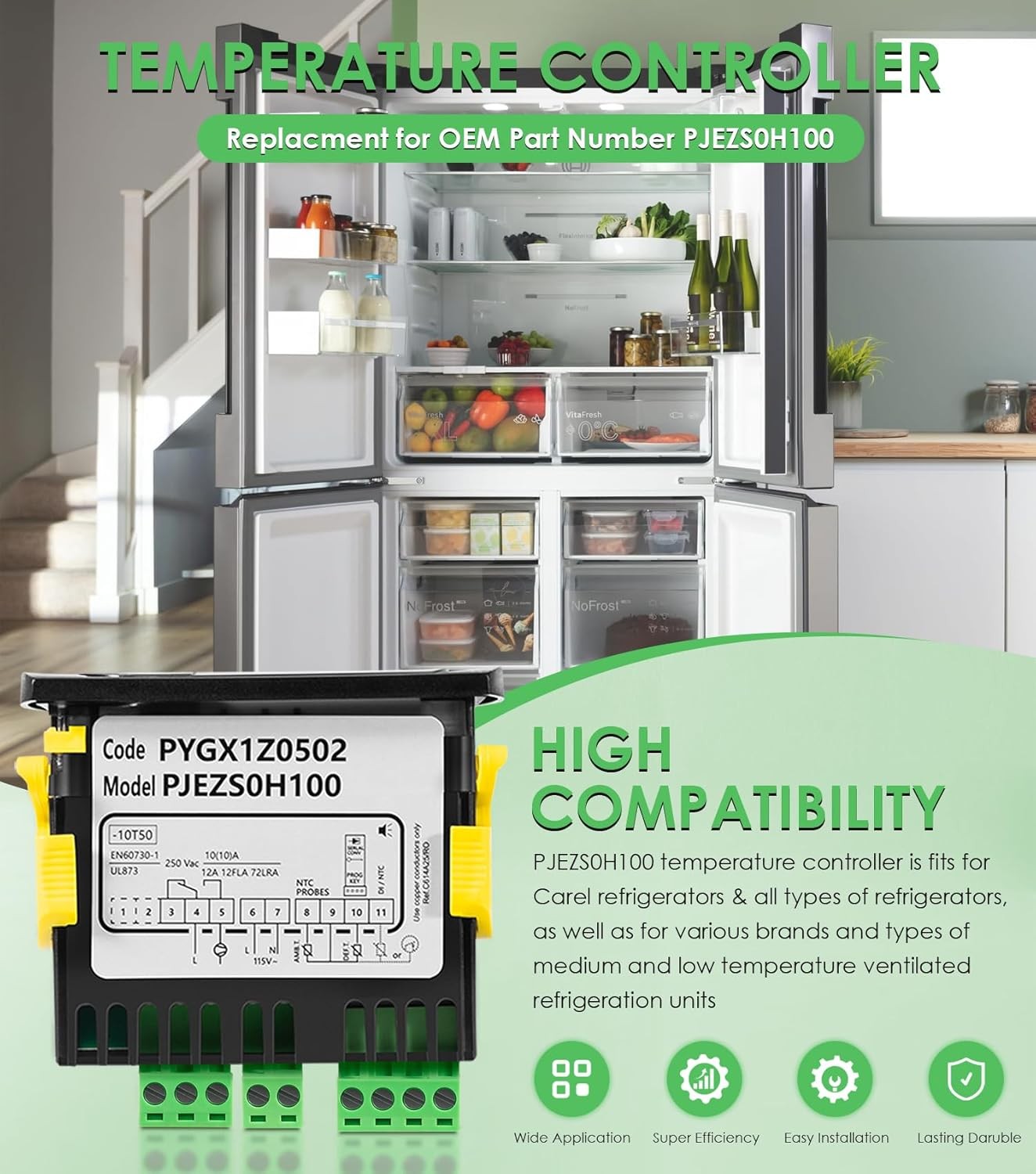 PJEZS0H100 Temperature Controller For Carel with Temperature Sensor Probe 115V