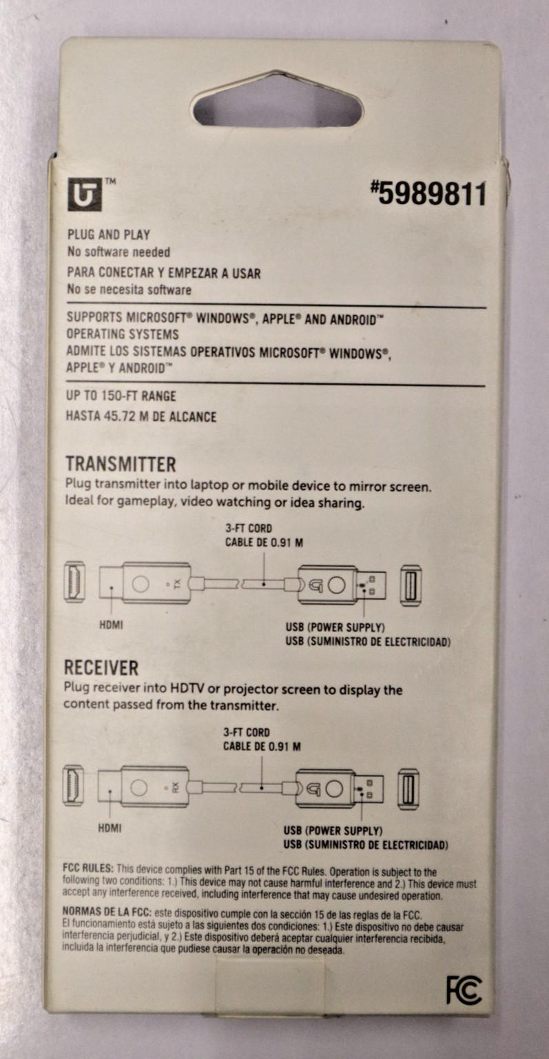 Utilitech Wireless HDMI Transmitter & Receiver, 2 Piece Set #5989811