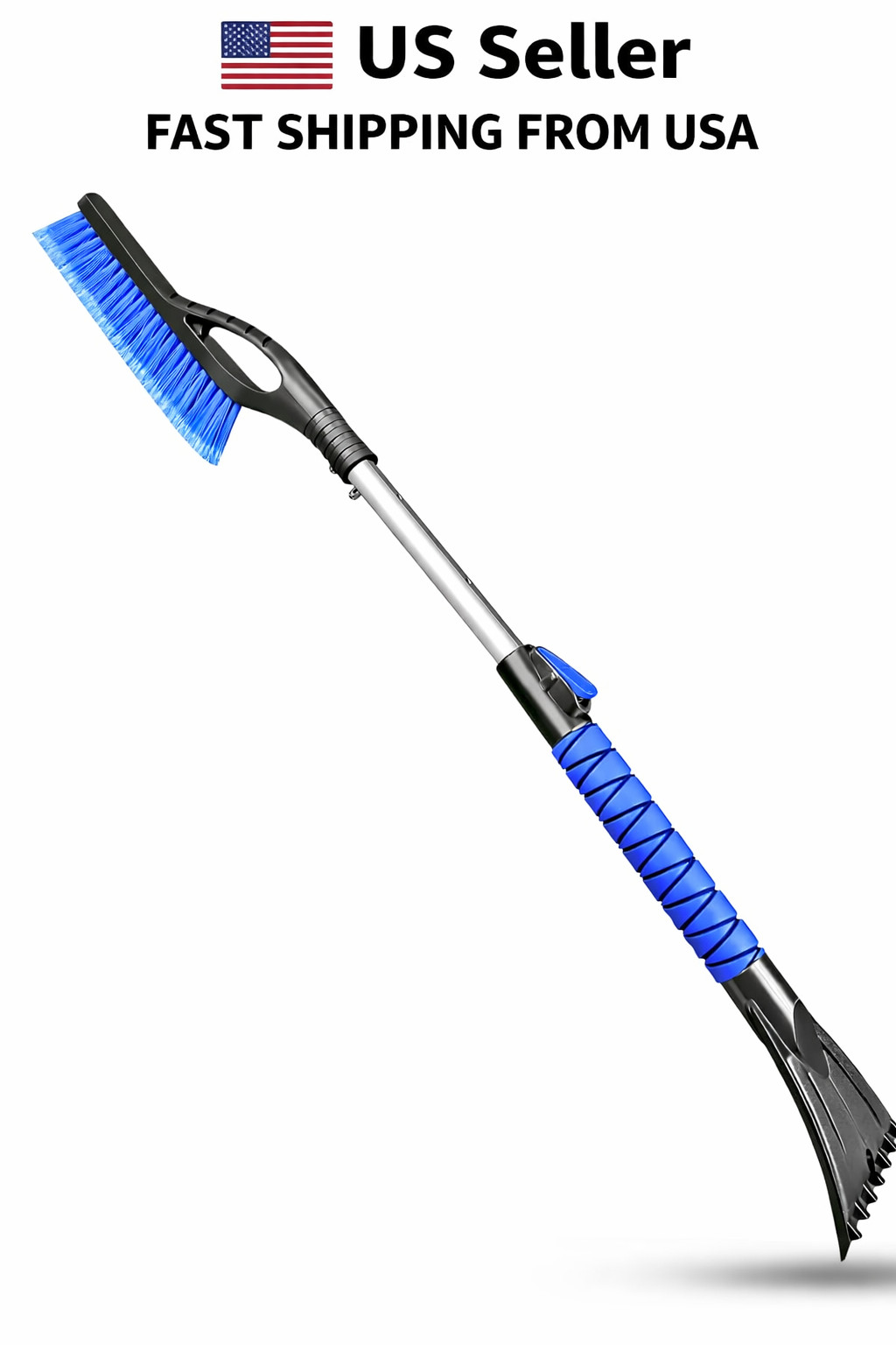 37'' Snow Brush and Ice Scraper for Car Windshield, Aluminum Extendable Snow