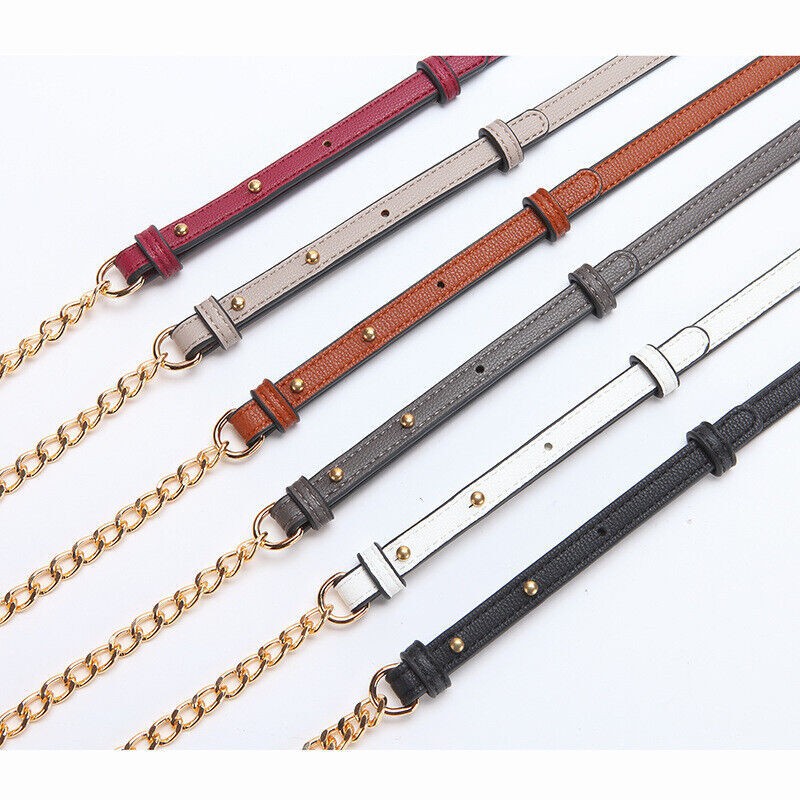 1.2cm PU Leather Metal Chain Replacement Crossbody Shoulder Purse Bag Strap