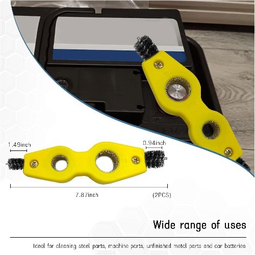 2-Piece Car Battery Terminal Cleaning Brush, 4-in-1 Universal Anti-Rust Auto Bat