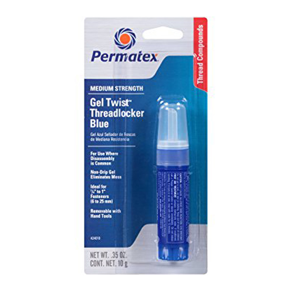 Bolt Fastener Medium Strength Thread Locker .35oz Twist Tube BLUE GEL PERMATEX