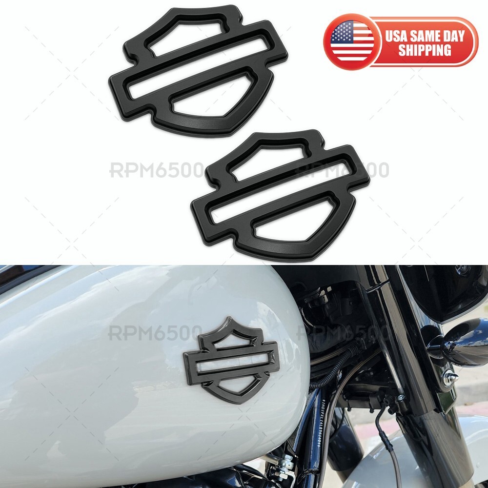 Harley CVO Custom Tank Logo Emblems, Flat Black Double Layer (set of 2)