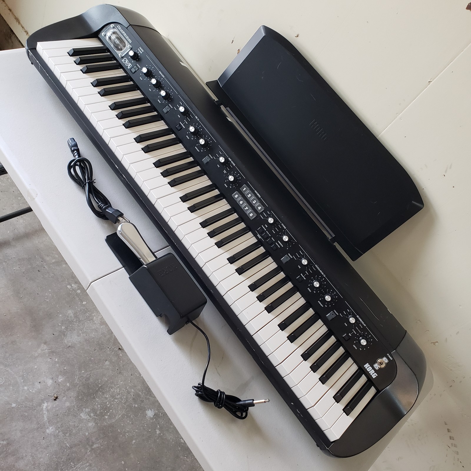 Korg SV-1 73 Key Stage Vintage Piano Black with Damper Pedal and Power Cable