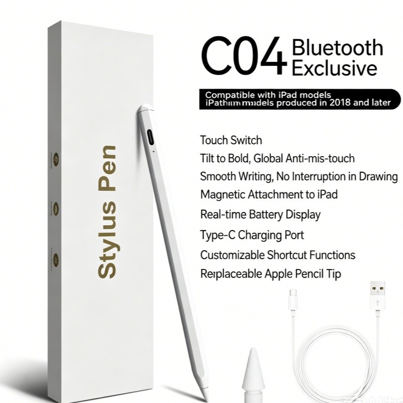 NEW IOS iPad2018+ Bluetooth Stylus Pen - MagneticTilt SensitivityType-C Charging