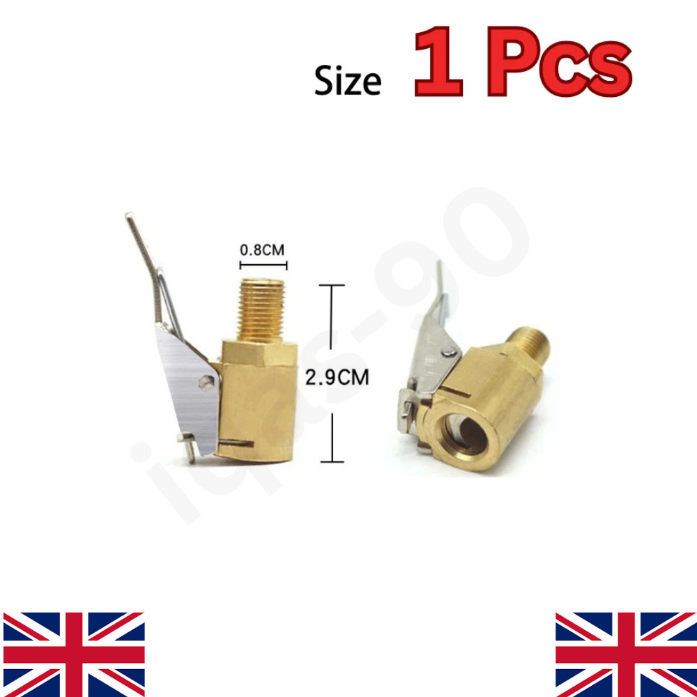 1X Tyre Valve Air Chuck Inflator Pump Connector Adapter Brass Clip on Car 8mm