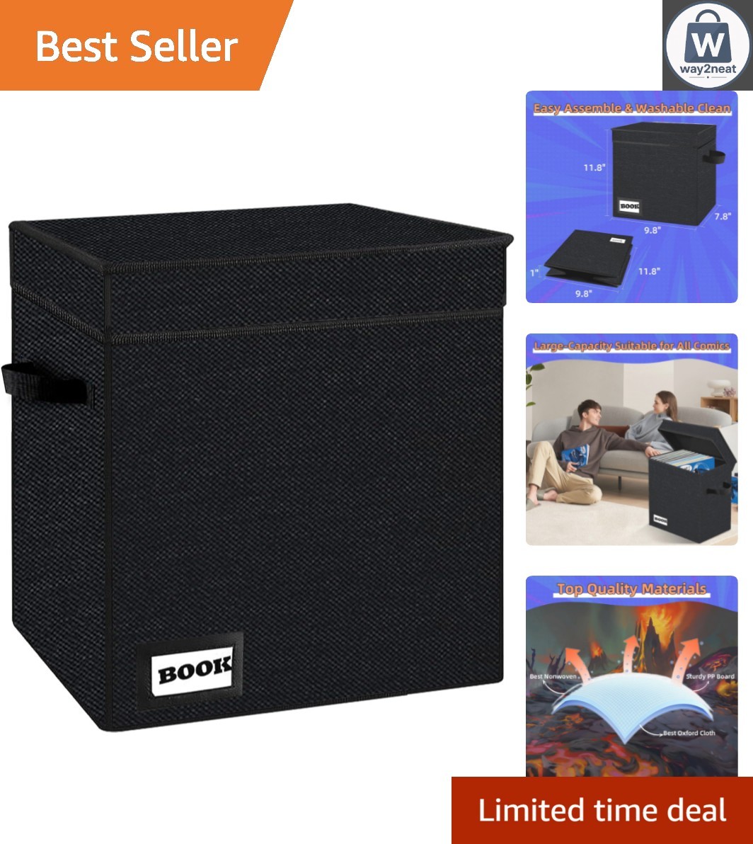 Stylish Black Comic Storage Box -  Heavy Duty & Customizable Label Option