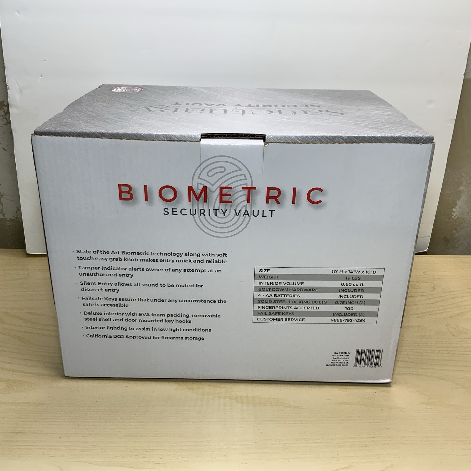 Sanctuary Biometric Security Safe SA-IHS2B-D 100 Fingerprints CA DOJ Approved